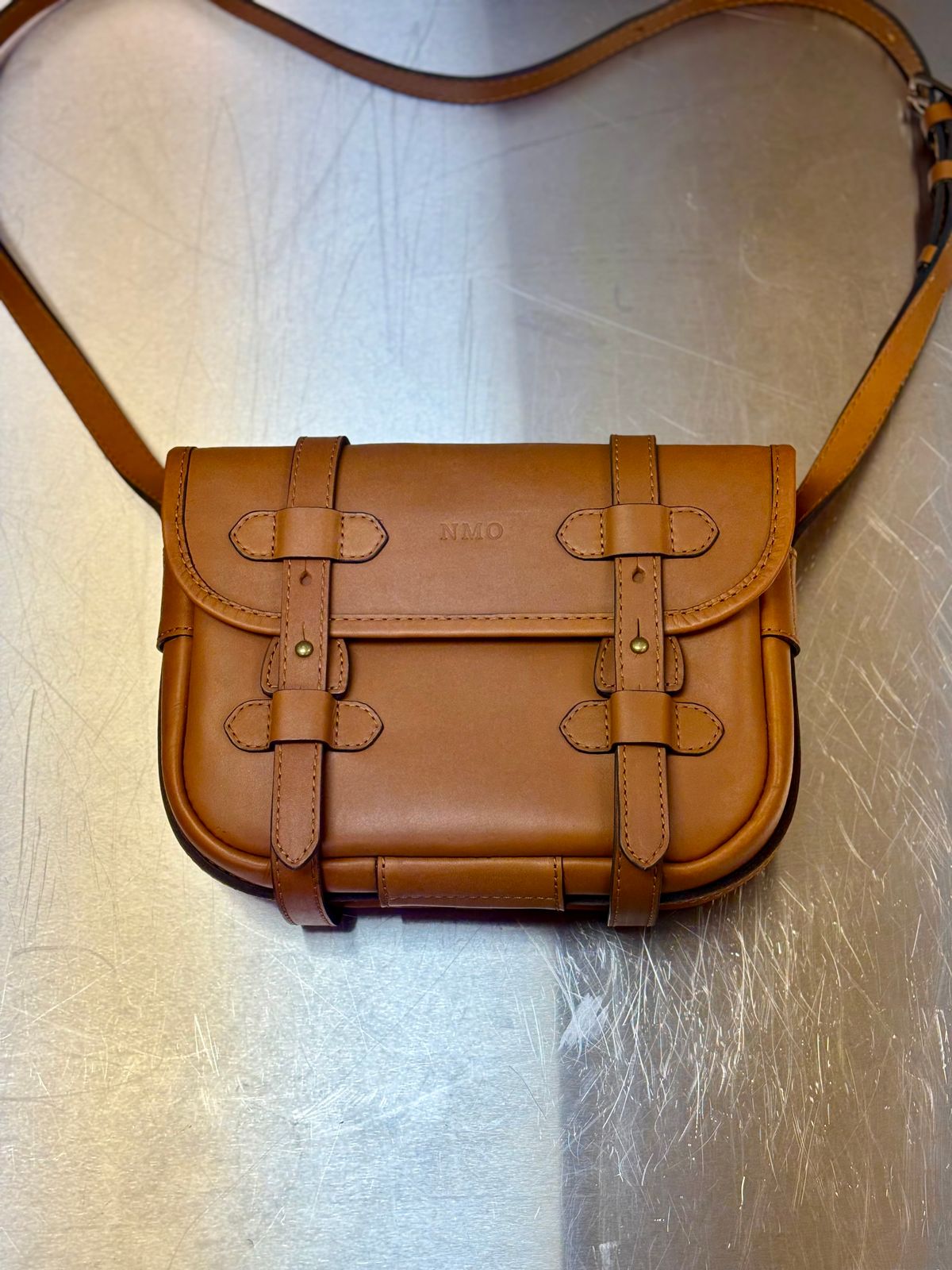 Photo by Bossa on October 1, 2025 of the Cravar D.S. M Sand in Pit Vegetable Tanned Cowhide.
