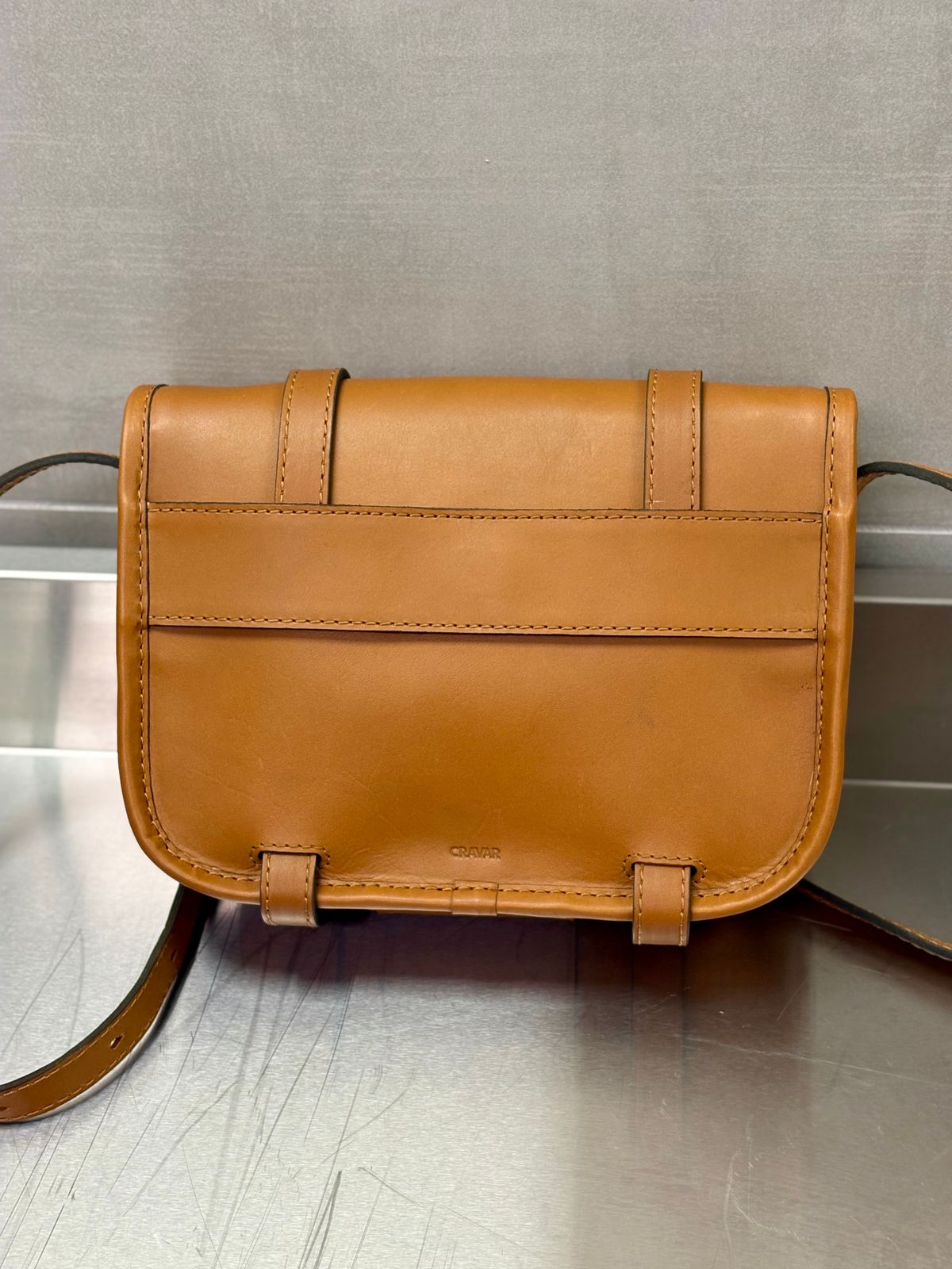 Photo by Bossa on October 1, 2025 of the Cravar D.S. M Sand in Pit Vegetable Tanned Cowhide.