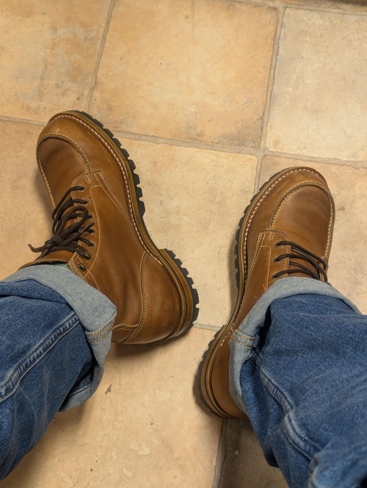 Photo by DankYanks on February 11, 2025 of the Truman Moc Toe in Sesame Double Shot.