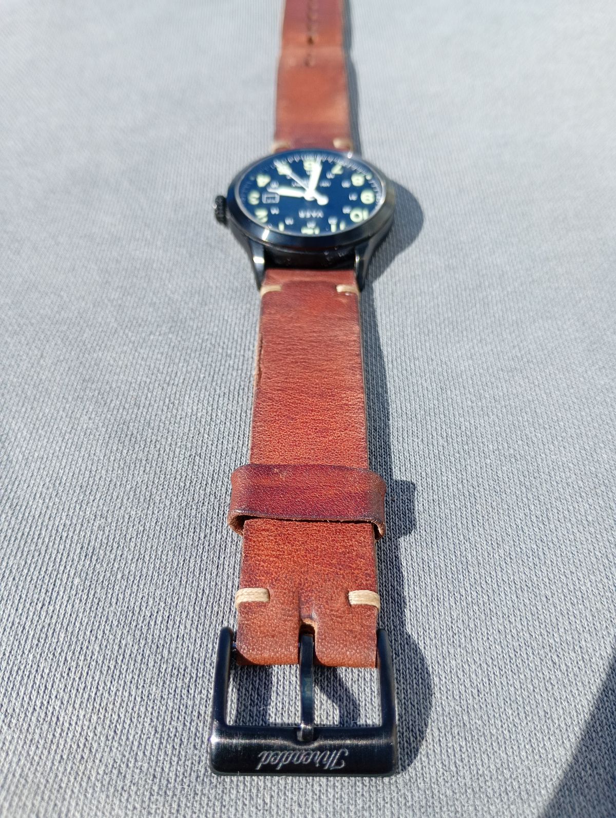 Photo by willisca on January 4, 2026 of the Threaded Leather Co. The Hudson in Horween English Tan Dublin.