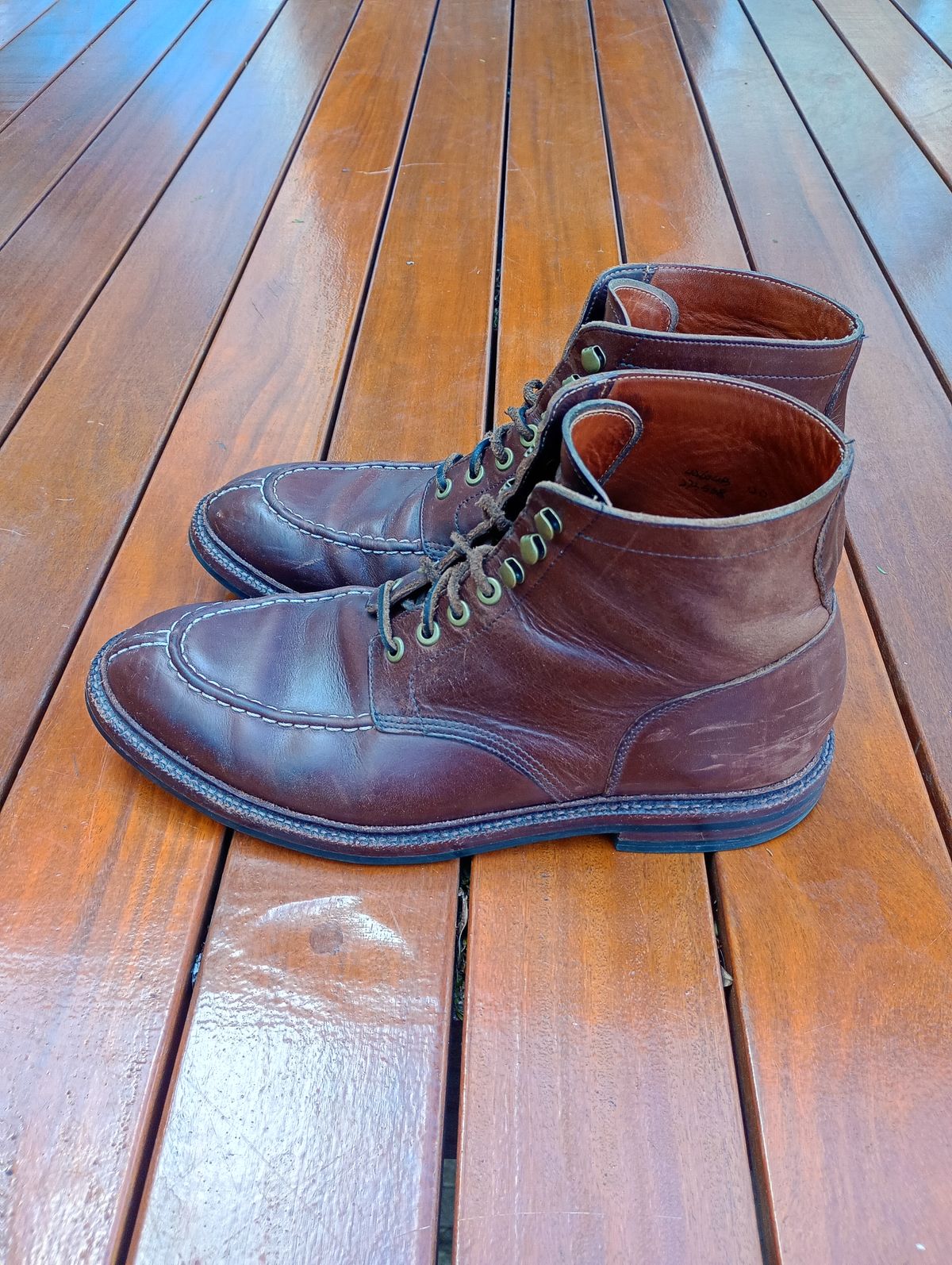 Photo by willisca on September 17, 2025 of the Grant Stone Ottawa Boot in Horween Crimson Chromexcel.