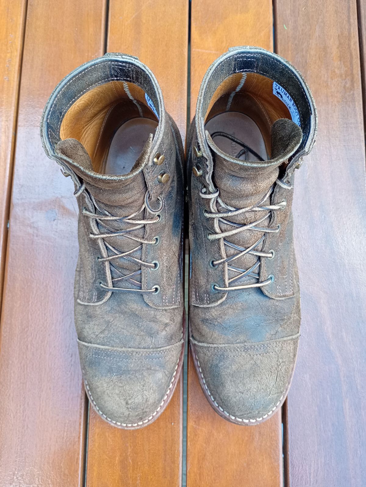 Photo by willisca on September 17, 2025 of the Truman Cap Toe Boot in C.F. Stead Stone Rambler.