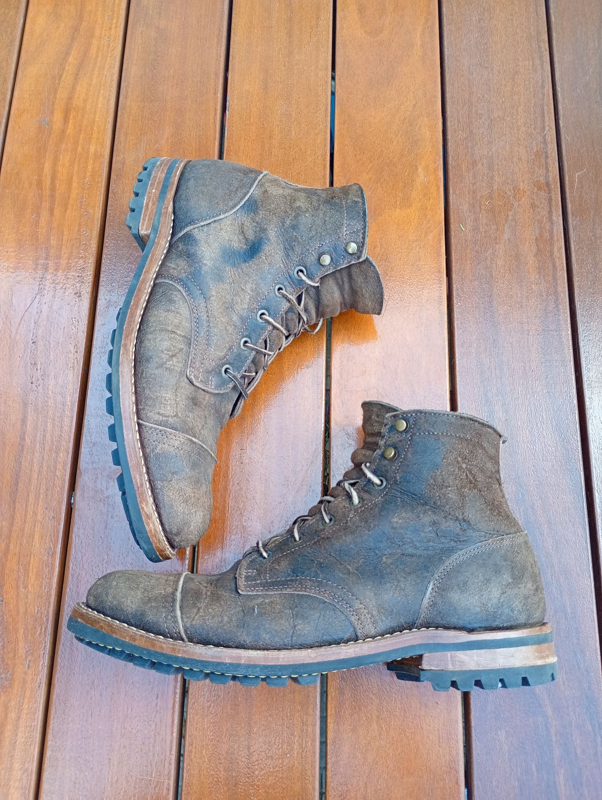 Photo by willisca on September 17, 2025 of the Truman Cap Toe Boot in C.F. Stead Stone Rambler.