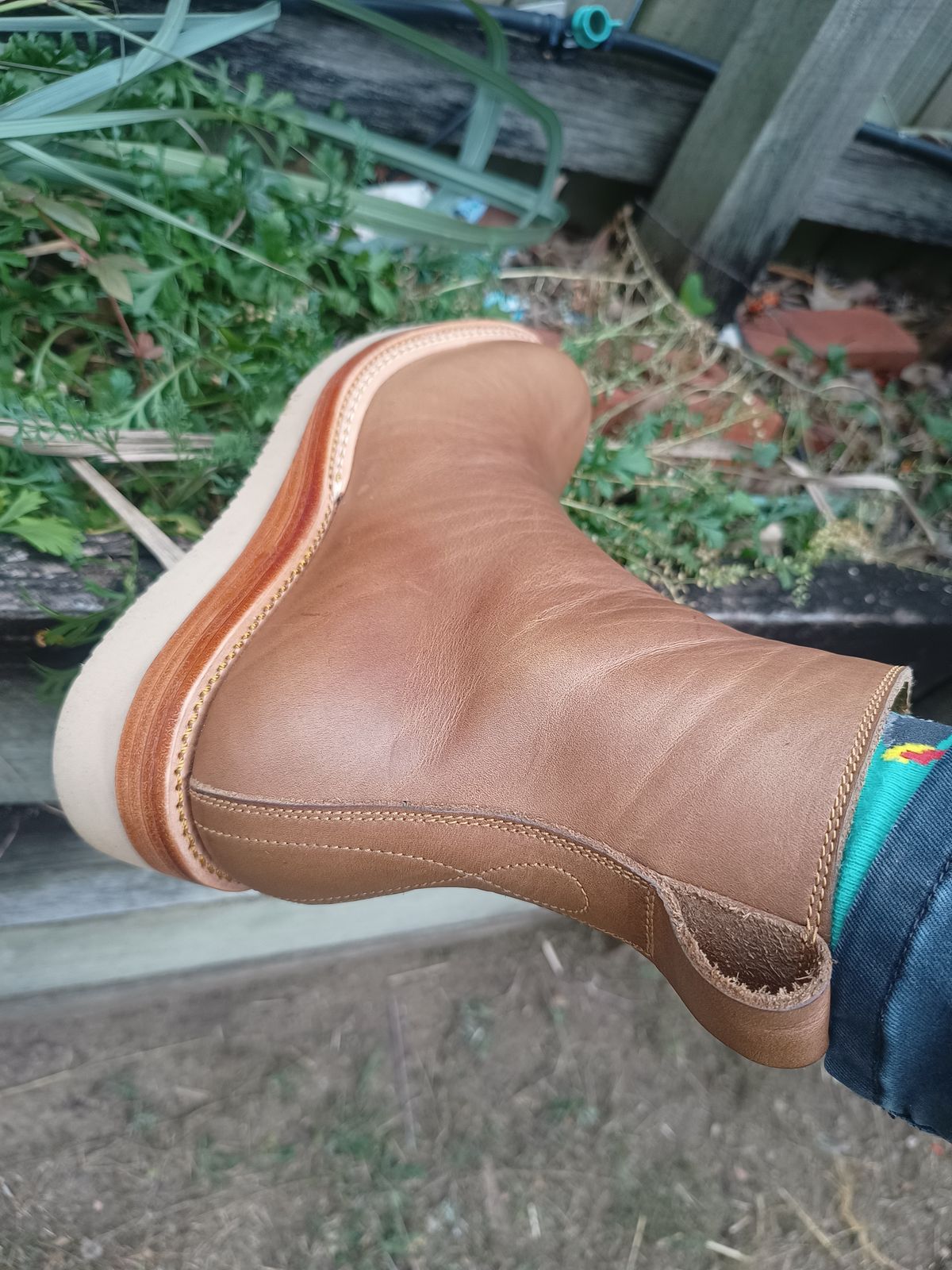 Photo by repk85 on June 16, 2025 of the Fortis Boots Side Zip in Horween Natural Chromexcel.