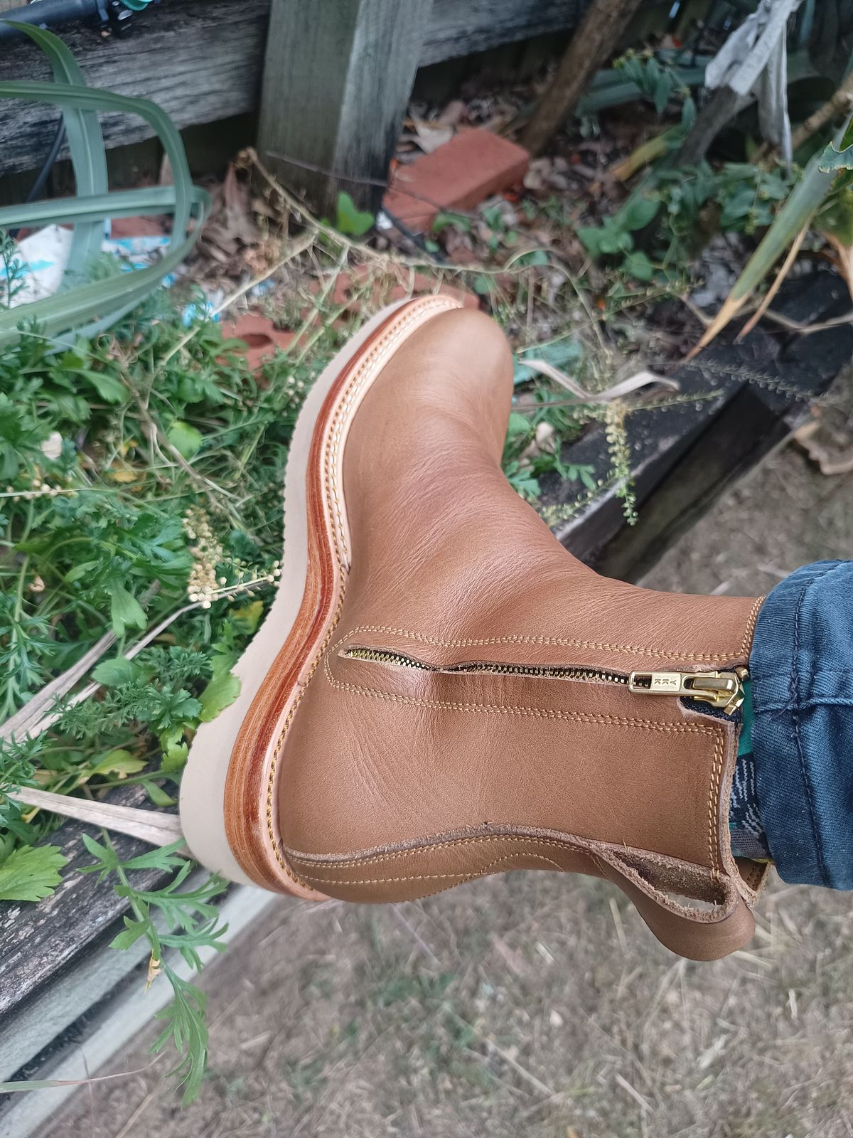 Photo by repk85 on June 16, 2025 of the Fortis Boots Side Zip in Horween Natural Chromexcel.