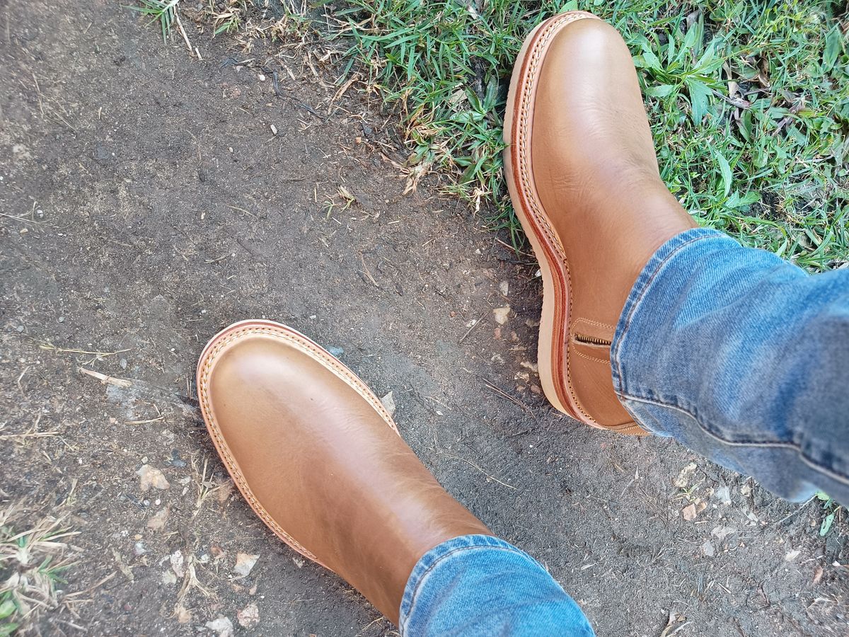 Photo by repk85 on July 19, 2025 of the Fortis Boots Side Zip in Horween Natural Chromexcel.