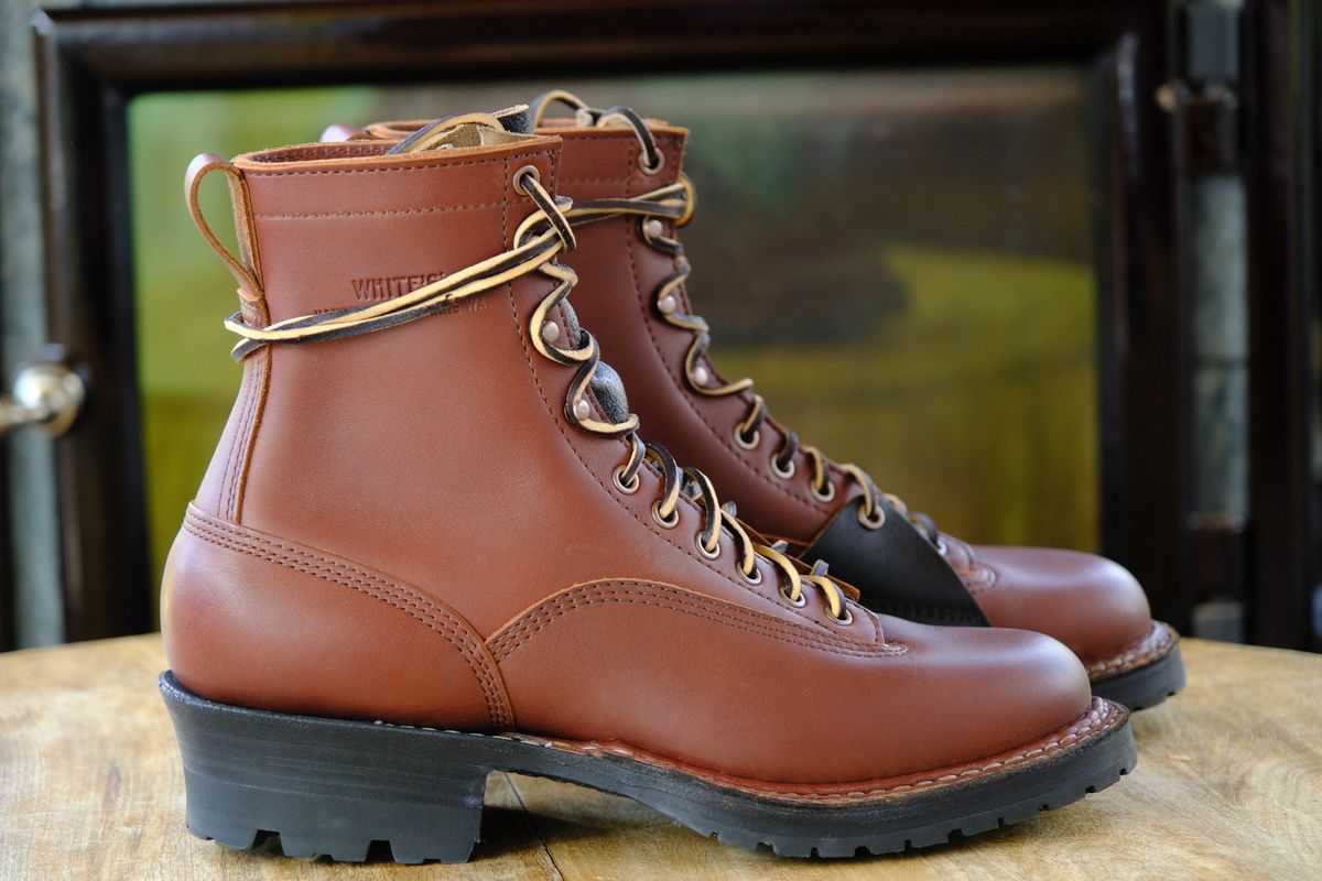 Photo by stitchdown_collabs on October 15, 2024 of the White's Whites X Stitchdown Cliff Boot in Seidel Red Dog Oil Tan & Horween Black Waxed Flesh.