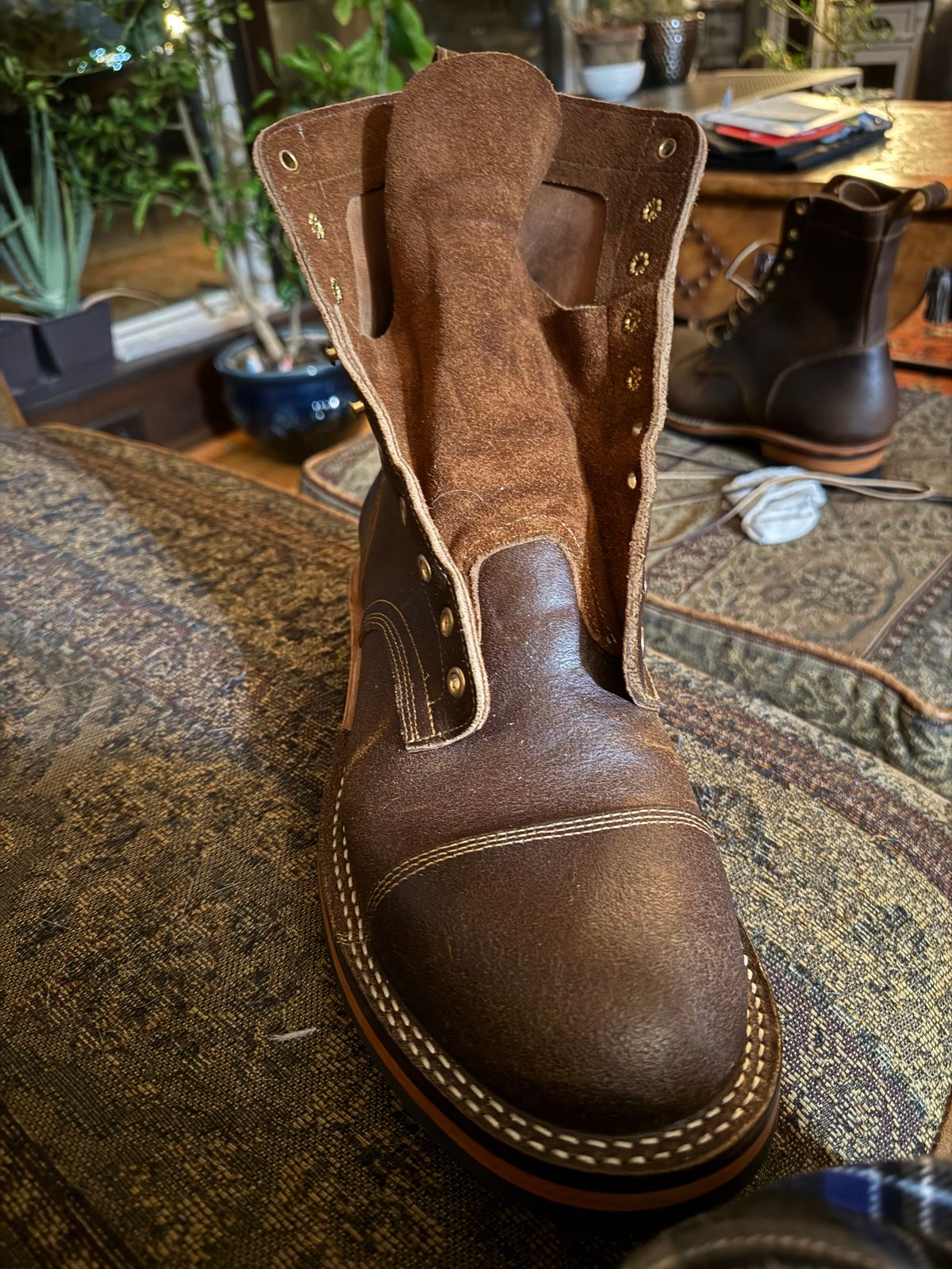 Photo by Mike on December 3, 2025 of the Bordon Custom Model in Horween Cinnamon Waxed Flesh.