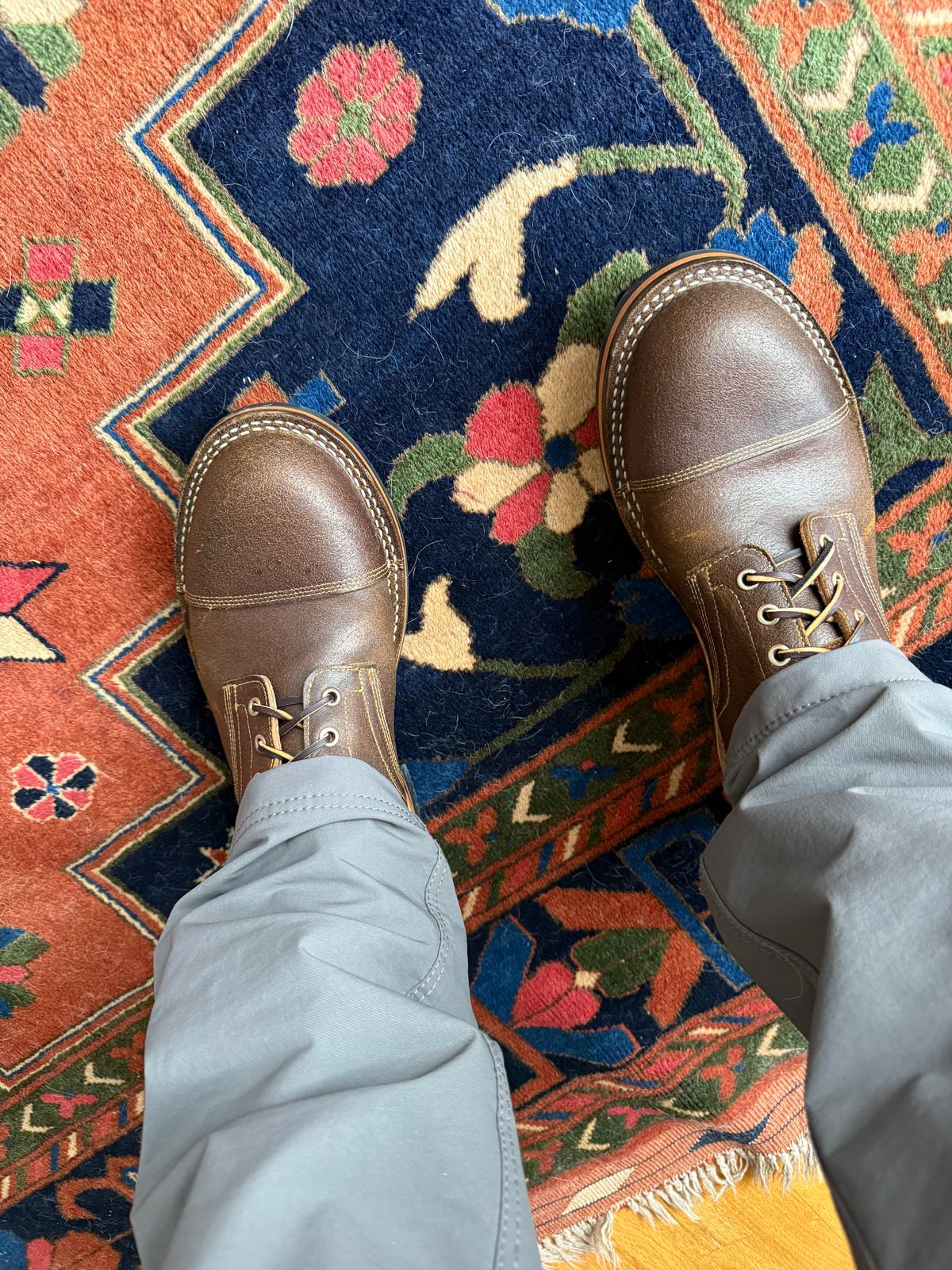 Photo by Mike on December 3, 2025 of the Bordon Custom Model in Horween Cinnamon Waxed Flesh.