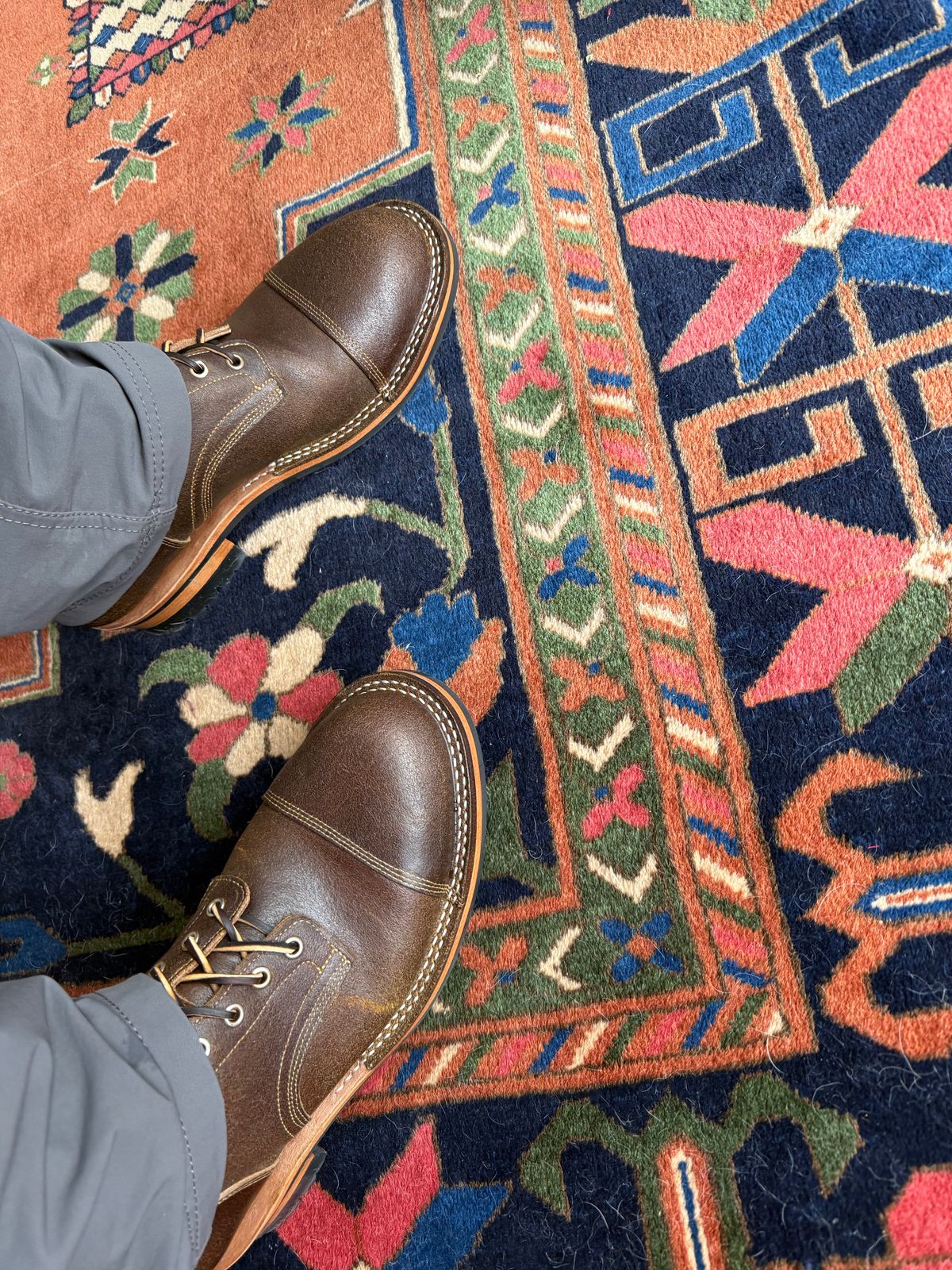 Photo by Mike on December 3, 2025 of the Bordon Custom Model in Horween Cinnamon Waxed Flesh.