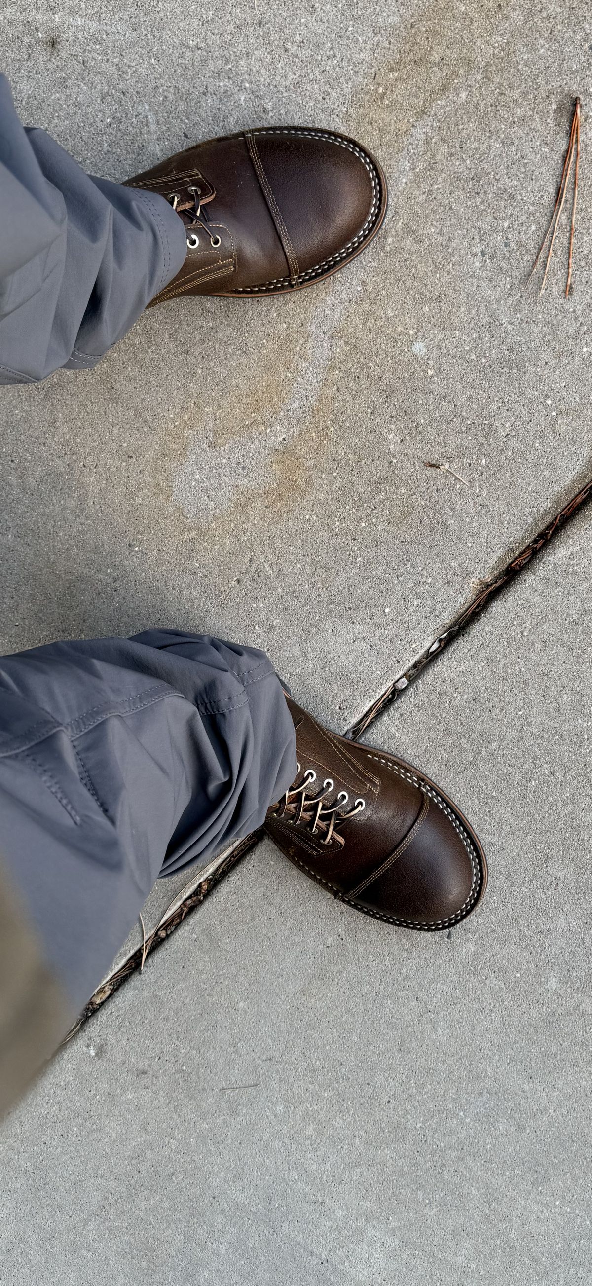 Photo by Mike on December 6, 2025 of the Bordon Custom Model in Horween Cinnamon Waxed Flesh.