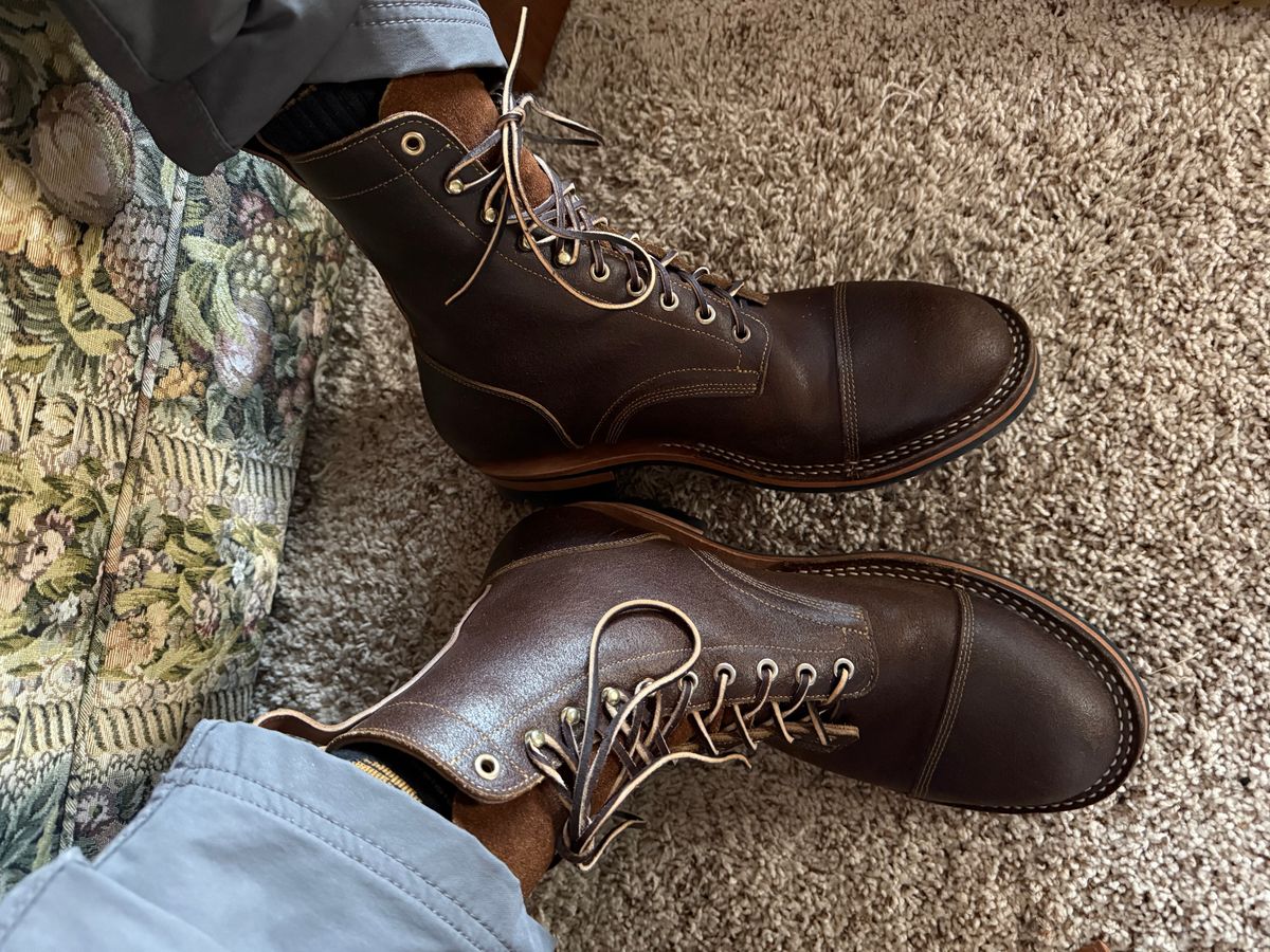 Photo by Mike on December 6, 2025 of the Bordon Custom Model in Horween Cinnamon Waxed Flesh.