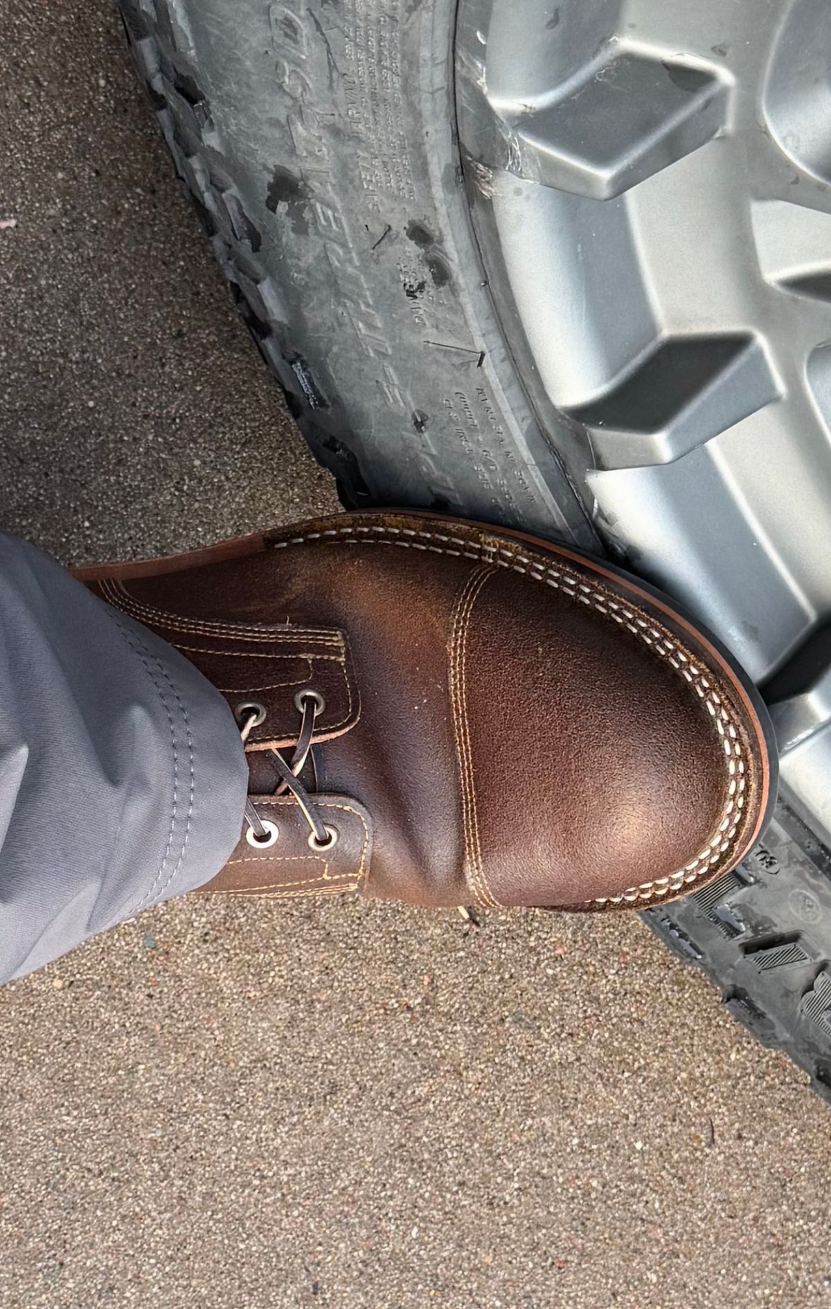 Photo by Mike on December 6, 2025 of the Bordon Custom Model in Horween Cinnamon Waxed Flesh.