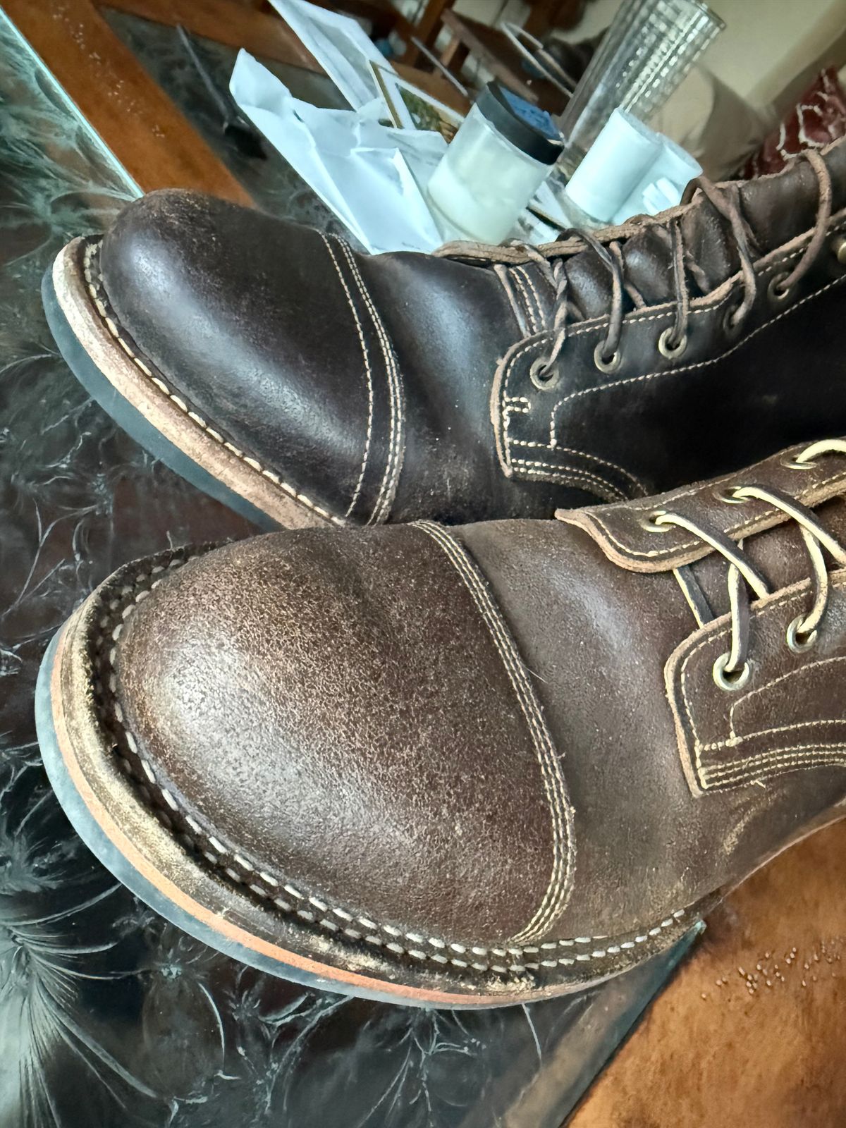 Photo by Mike on December 14, 2025 of the Bordon Custom Model in Horween Cinnamon Waxed Flesh.