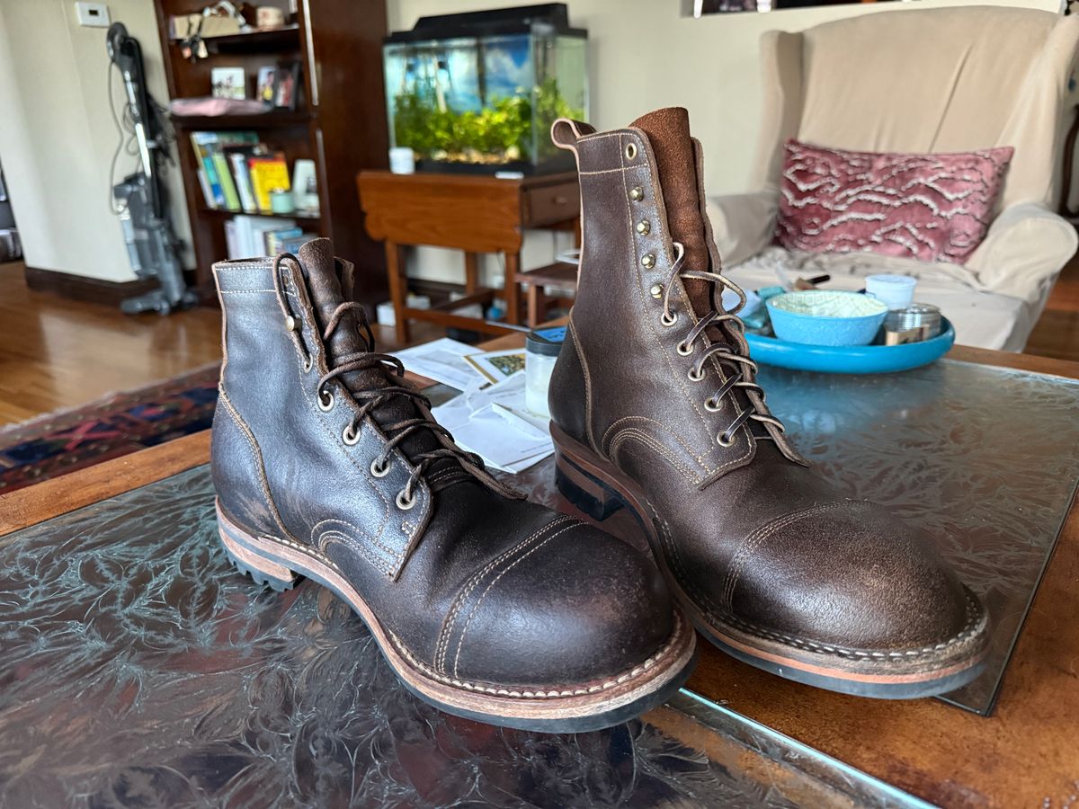 Photo by Mike on December 14, 2025 of the Bordon Tukano in Horween Cinnamon Waxed Flesh.