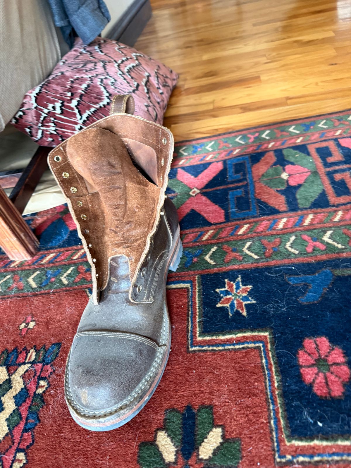 Photo by Mike on January 2, 2026 of the Bordon Tukano in Horween Cinnamon Waxed Flesh.