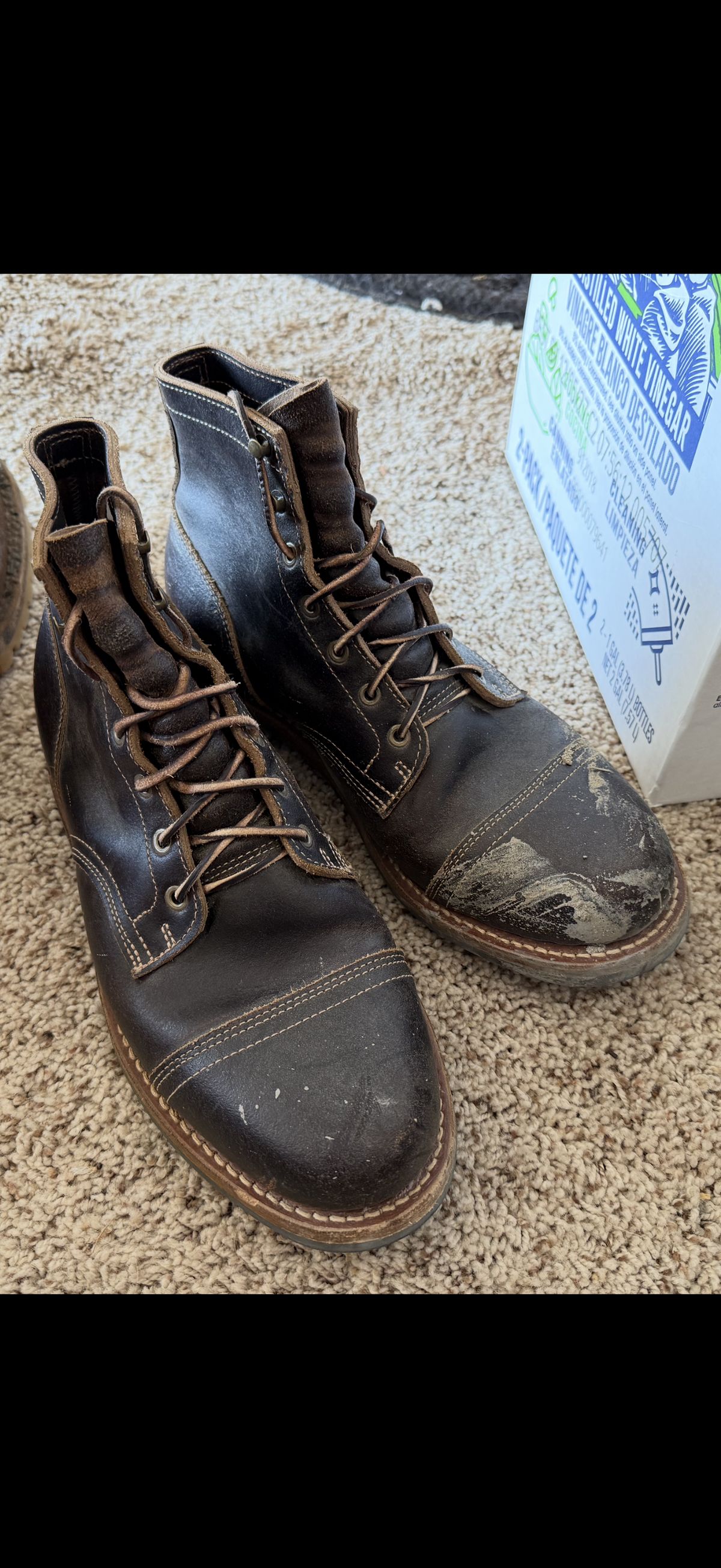 Photo by Mike on July 24, 2025 of the Truman Cap Toe Boot in Horween Java Waxed Flesh.