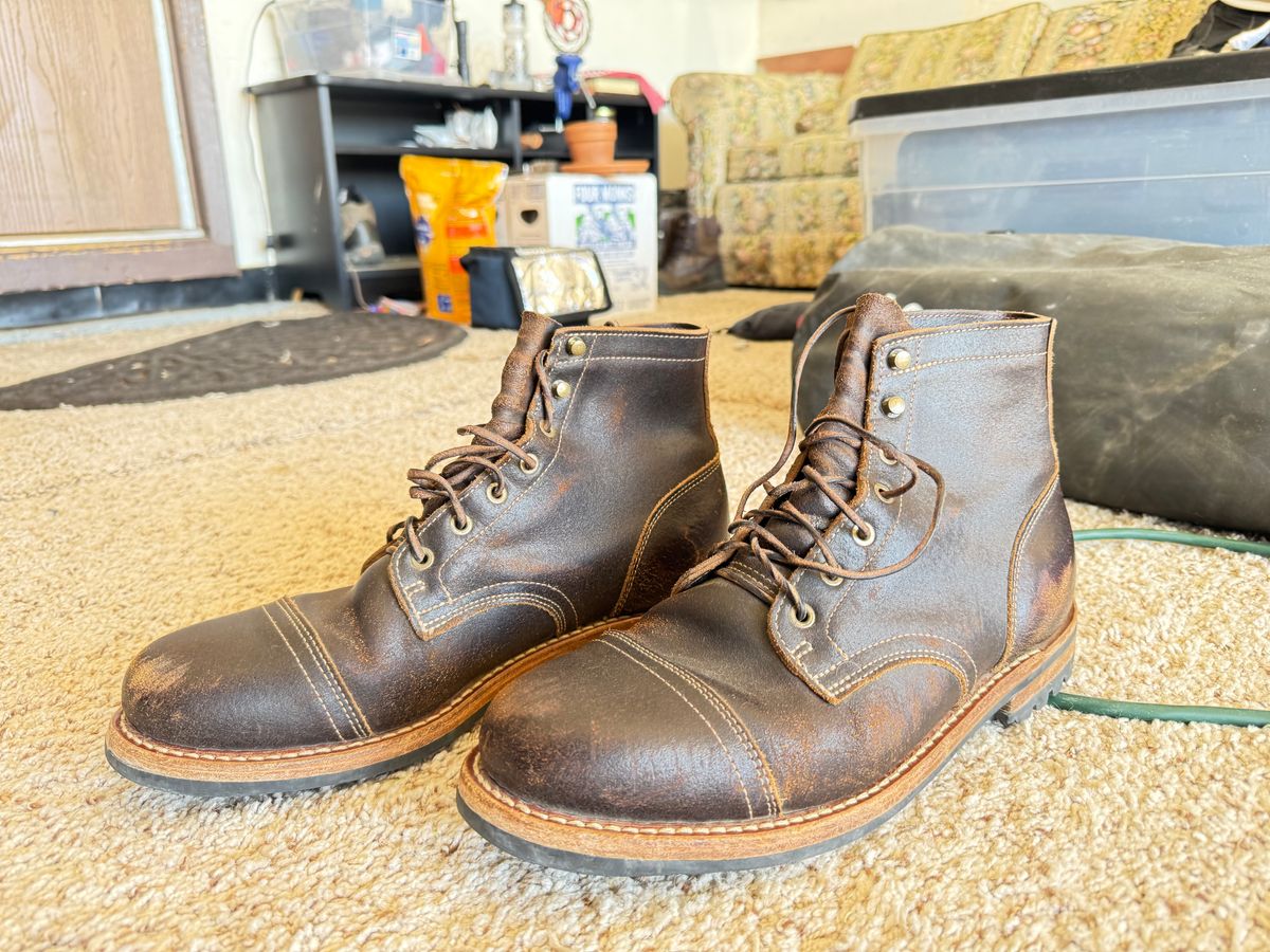 Photo by Mike on October 8, 2025 of the Truman Cap Toe Boot in Horween Java Waxed Flesh.