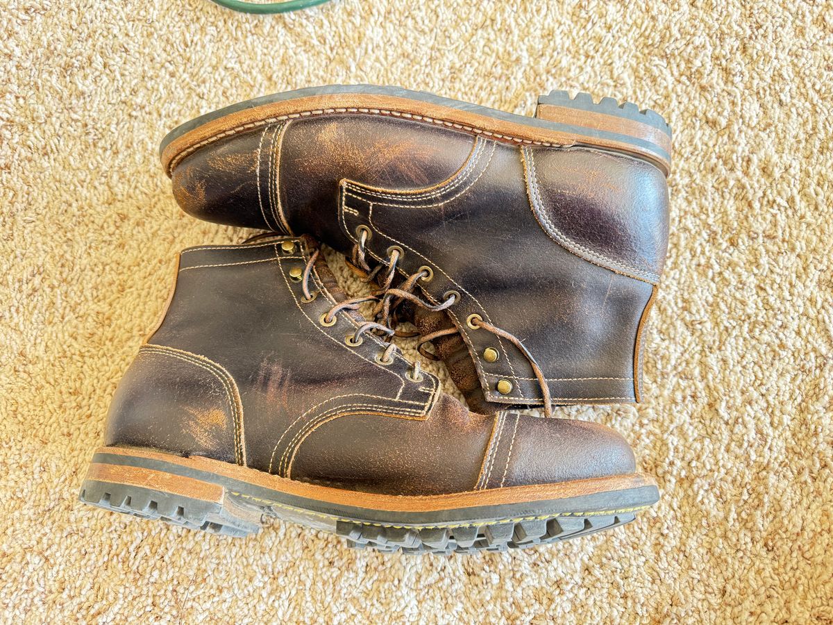 Photo by Mike on October 8, 2025 of the Truman Cap Toe Boot in Horween Java Waxed Flesh.