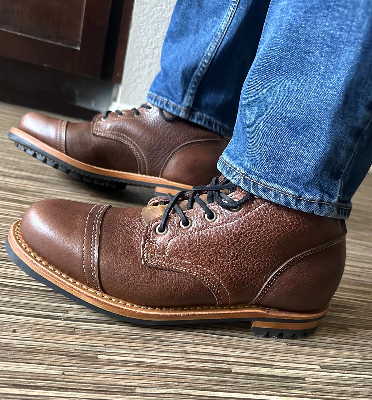 Photo by Mario357 on March 27, 2026 of the Truman Cap Toe Boot in C.F. Stead Chestnut Brown Kalbin Ox.