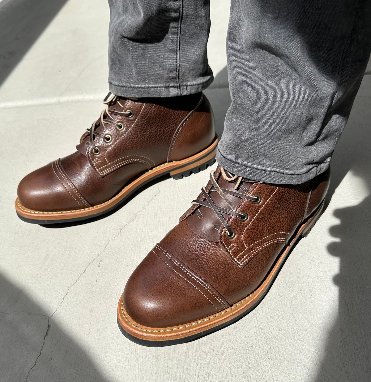 Photo by Mario357 on March 30, 2026 of the Truman Cap Toe Boot in C.F. Stead Chestnut Brown Kalbin Ox.
