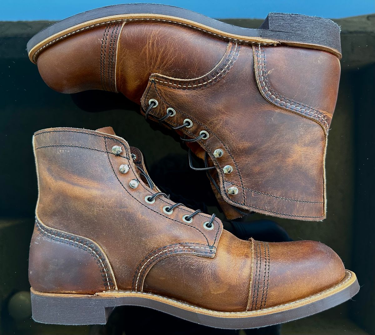 Photo by Mario357 on August 17, 2025 of the Red Wing Iron Ranger in S.B. Foot Copper Rough and Tough.