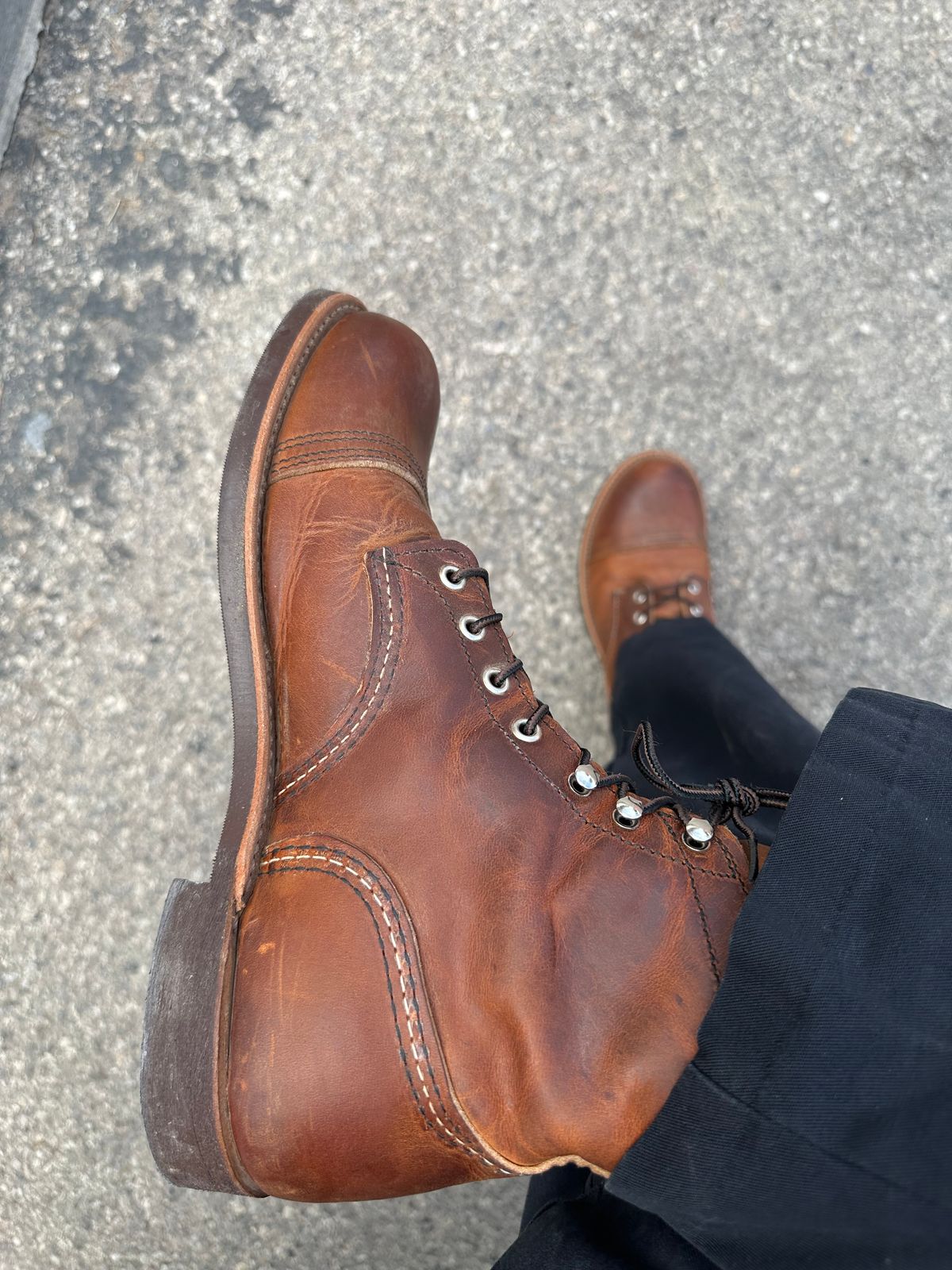 Photo by Mario357 on August 26, 2025 of the Red Wing Iron Ranger in S.B. Foot Copper Rough and Tough.