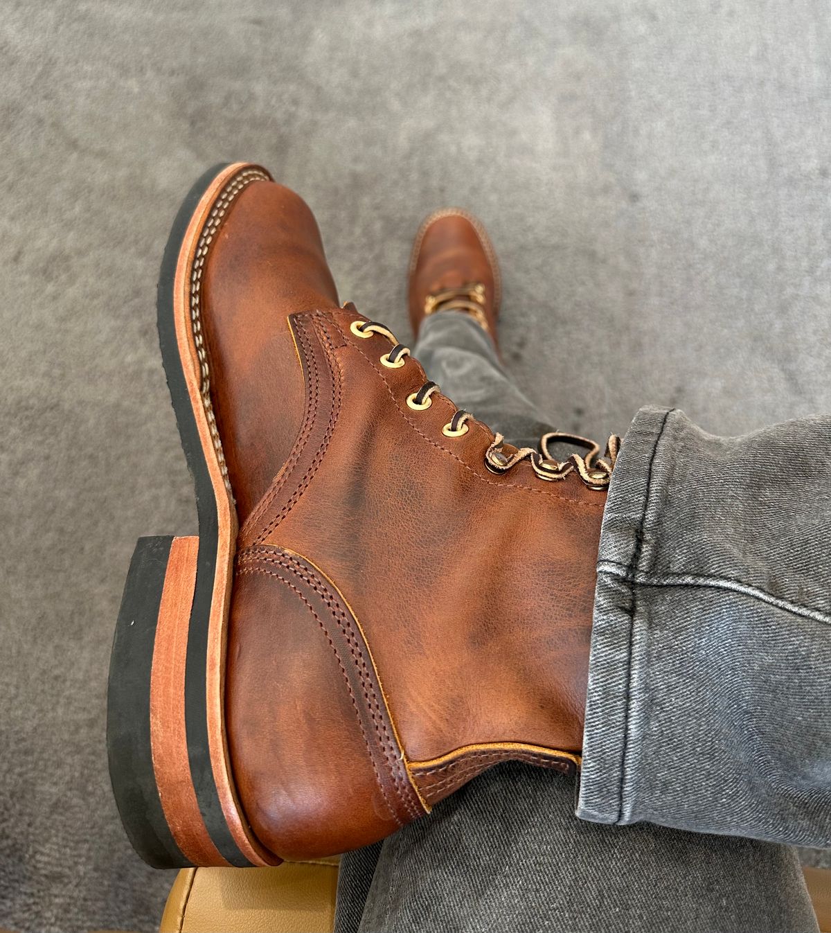 Photo by Mario357 on June 6, 2026 of the Nicks Falcon in Horween Orange Predator.