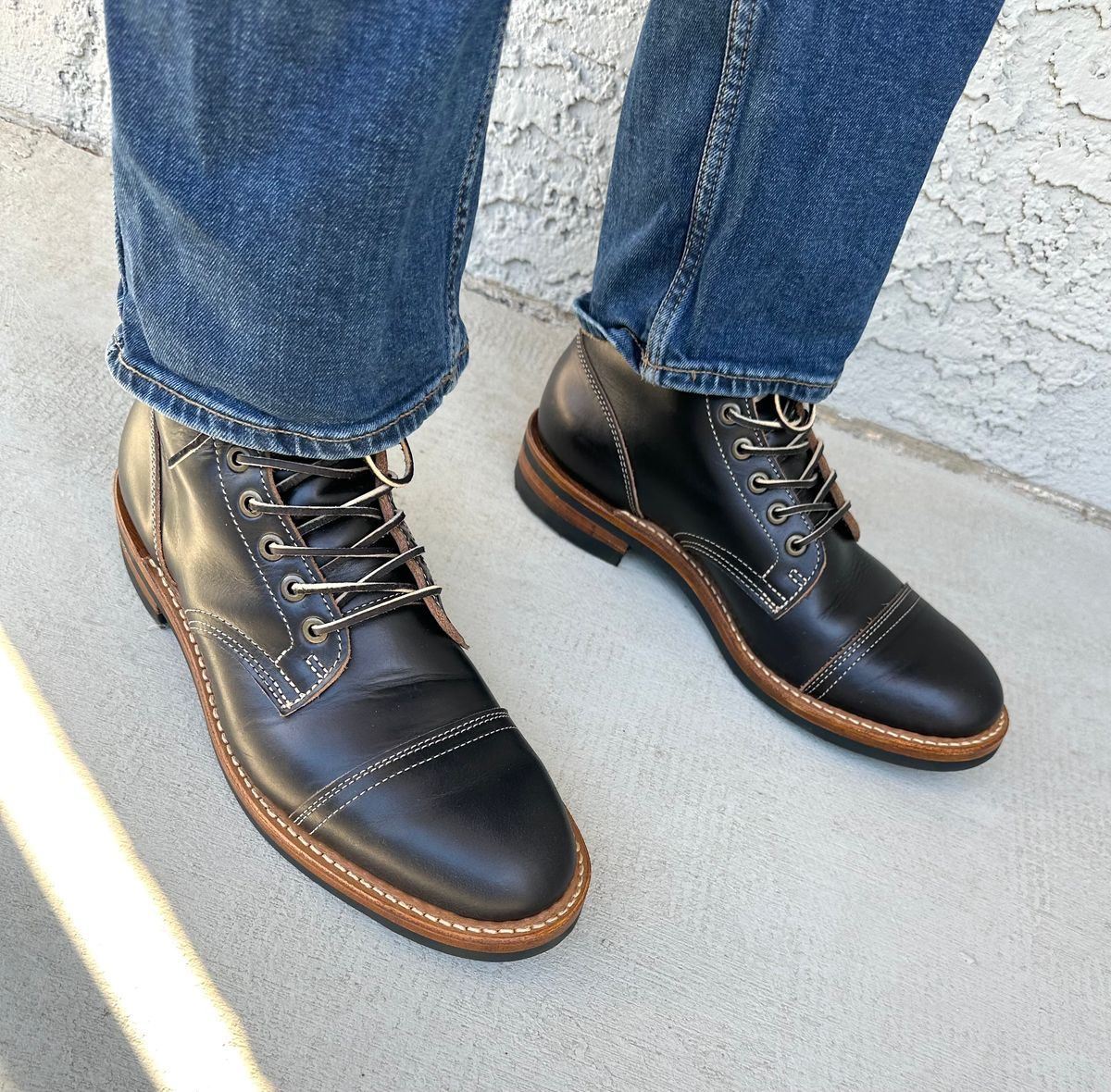 Photo by Mario357 on October 31, 2025 of the Truman Cap Toe Boot in Seidel Charcoal Double Shot.