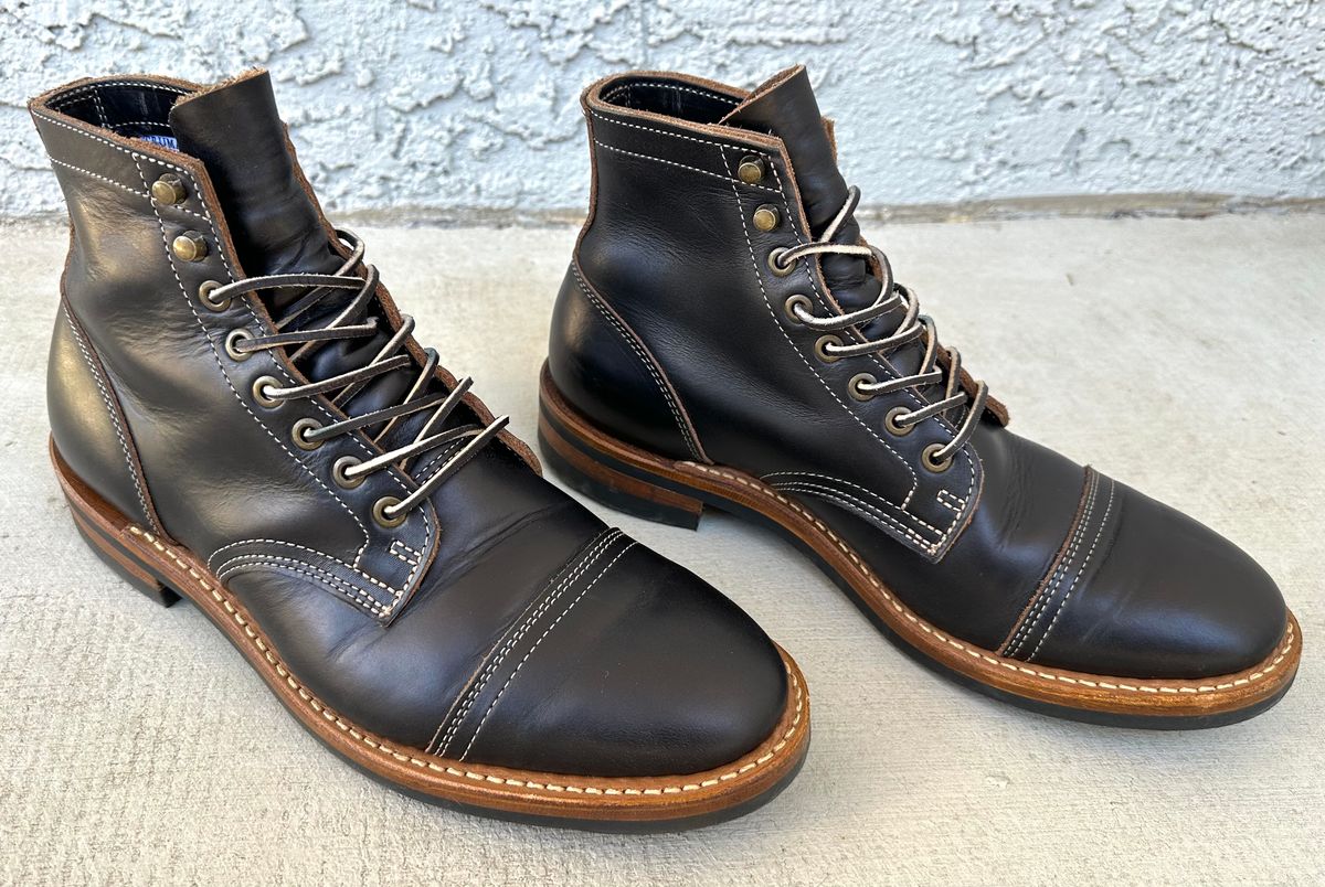 Photo by Mario357 on November 9, 2025 of the Truman Cap Toe Boot in Seidel Charcoal Double Shot.