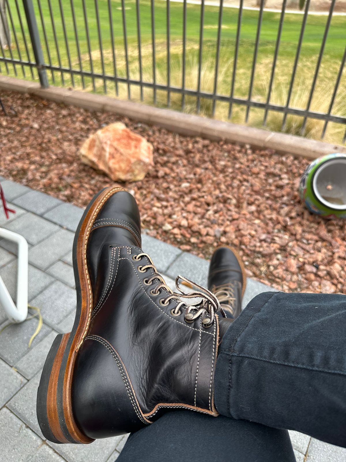 Photo by Mario357 on January 3, 2026 of the Truman Cap Toe Boot in Seidel Charcoal Double Shot.