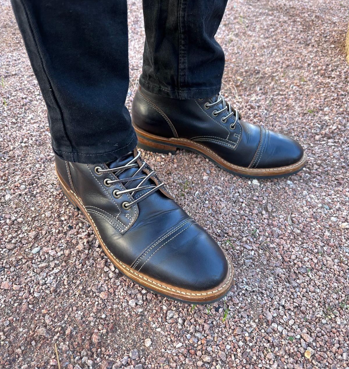 Photo by Mario357 on January 13, 2026 of the Truman Cap Toe Boot in Seidel Charcoal Double Shot.