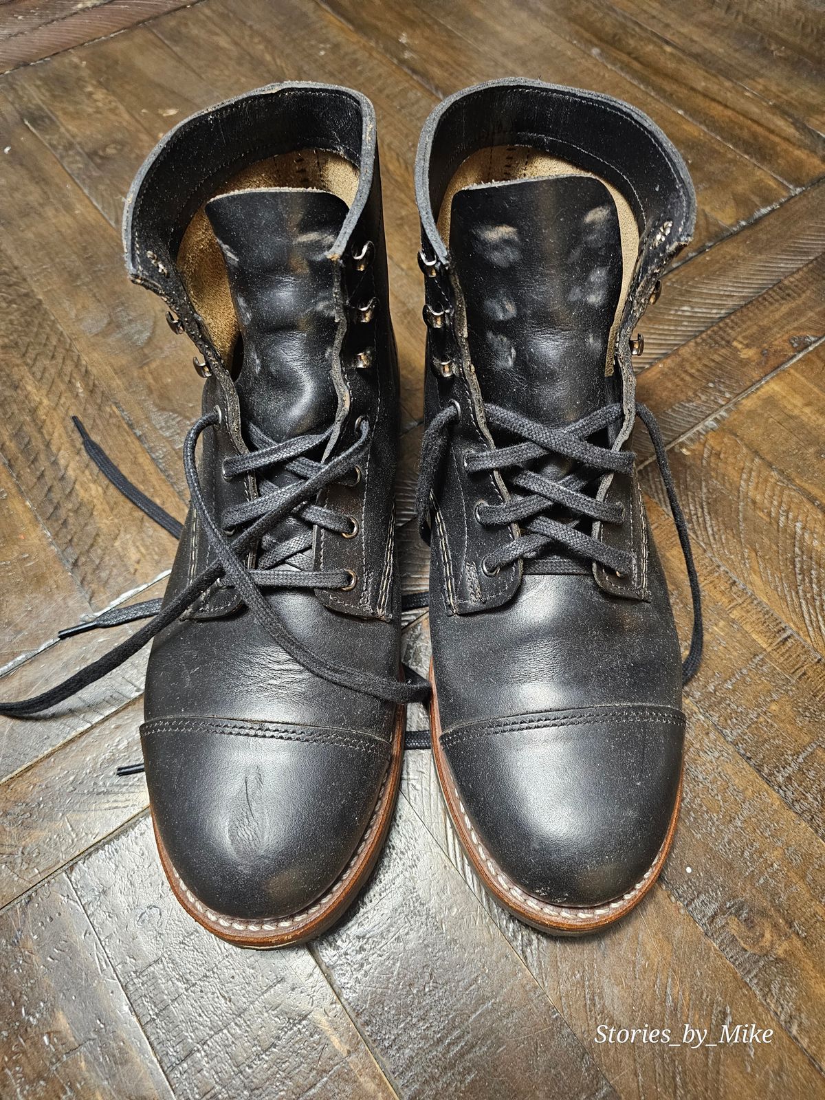 Photo by MTrump on December 22, 2024 of the Wolverine 1000 Mile Cap-Toe Boot in Horween Black Chromexcel.