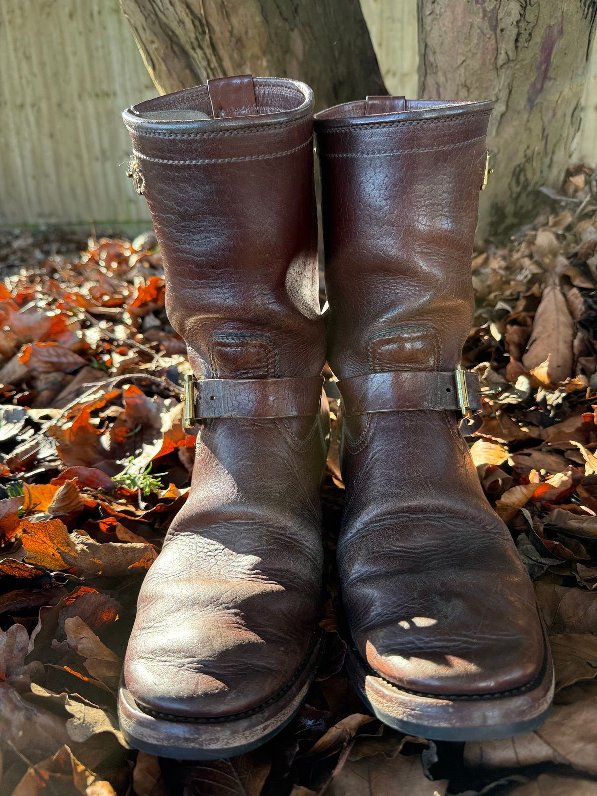 Photo by indigoworker on February 4, 2026 of the Benzein The Keeper 'Type 2' Engineer Boot in Shinki Natural Oiled Horsebutt Overdyed Brown.