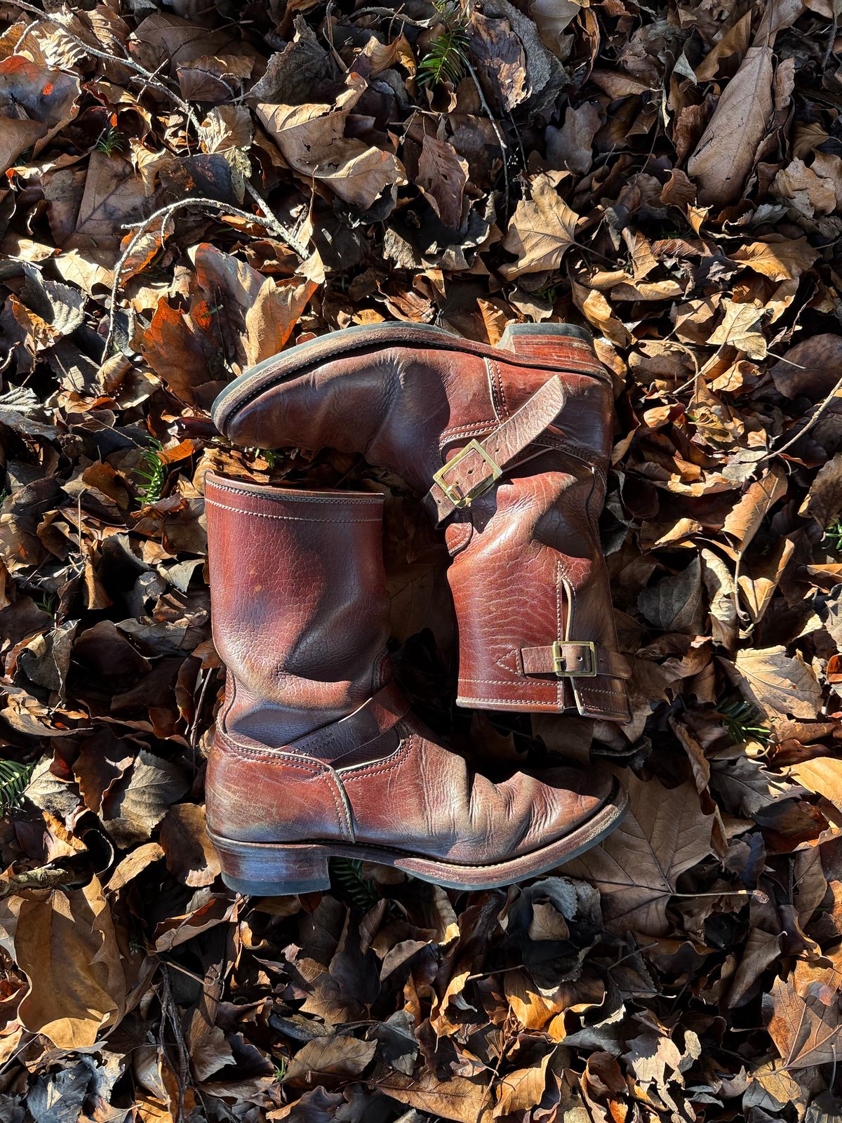 Photo by indigoworker on February 4, 2026 of the Benzein The Keeper 'Type 2' Engineer Boot in Shinki Natural Oiled Horsebutt Overdyed Brown.