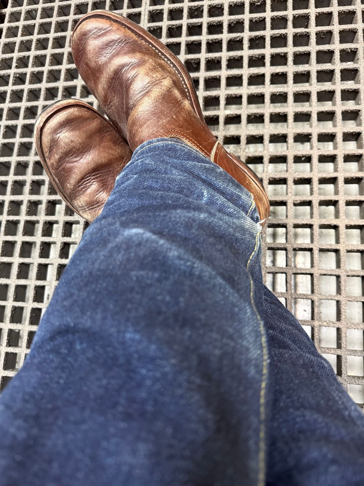 Photo by indigoworker on February 19, 2026 of the Benzein The Keeper 'Type 2' Engineer Boot in Shinki Natural Oiled Horsebutt Overdyed Brown.