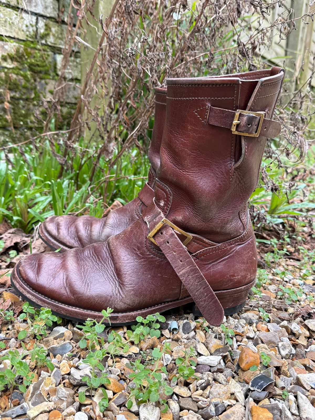 Photo by indigoworker on March 6, 2026 of the Benzein The Keeper 'Type 2' Engineer Boot in Shinki Natural Oiled Horsebutt Overdyed Brown.
