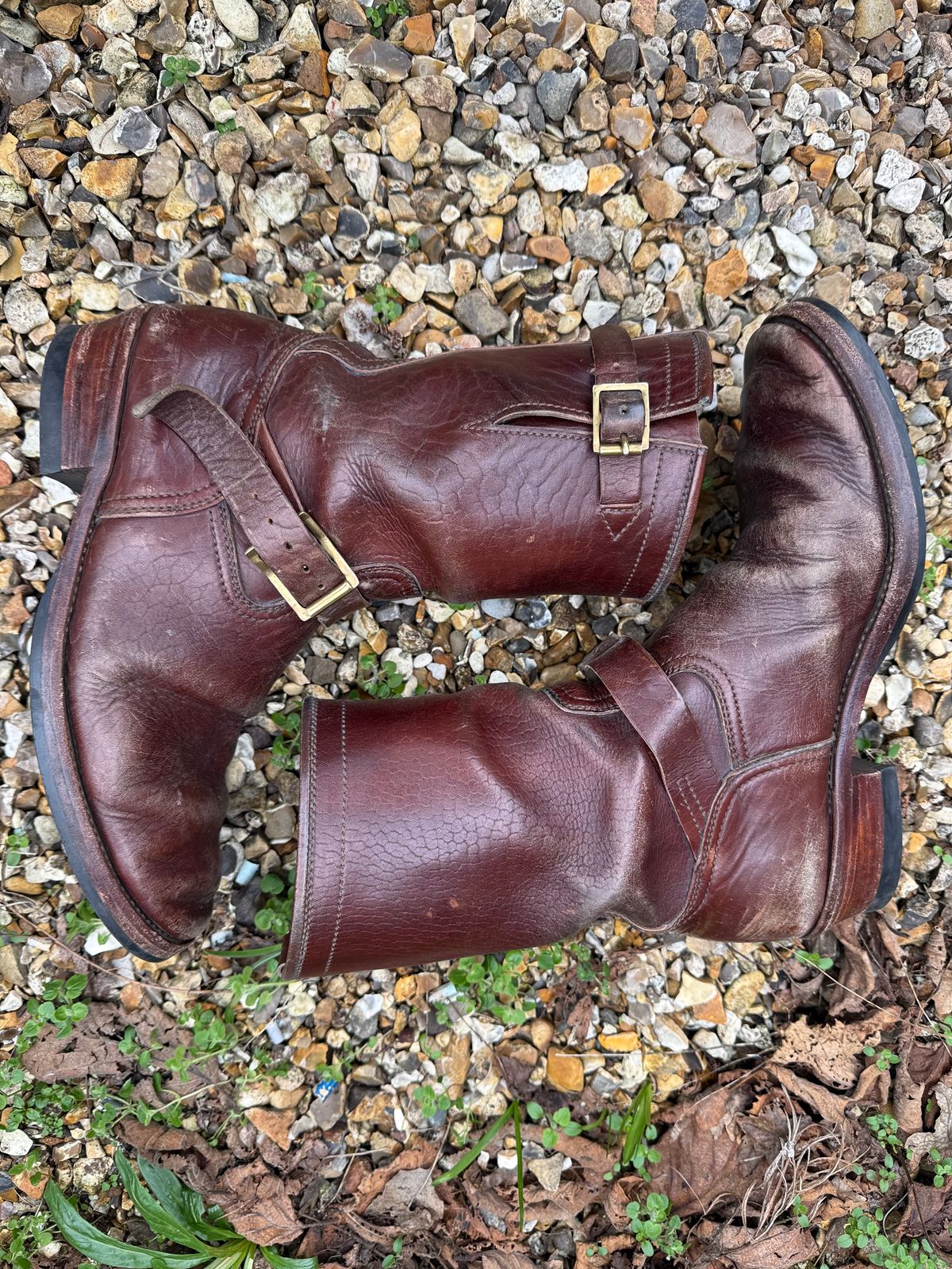 Photo by indigoworker on March 6, 2026 of the Benzein The Keeper 'Type 2' Engineer Boot in Shinki Natural Oiled Horsebutt Overdyed Brown.