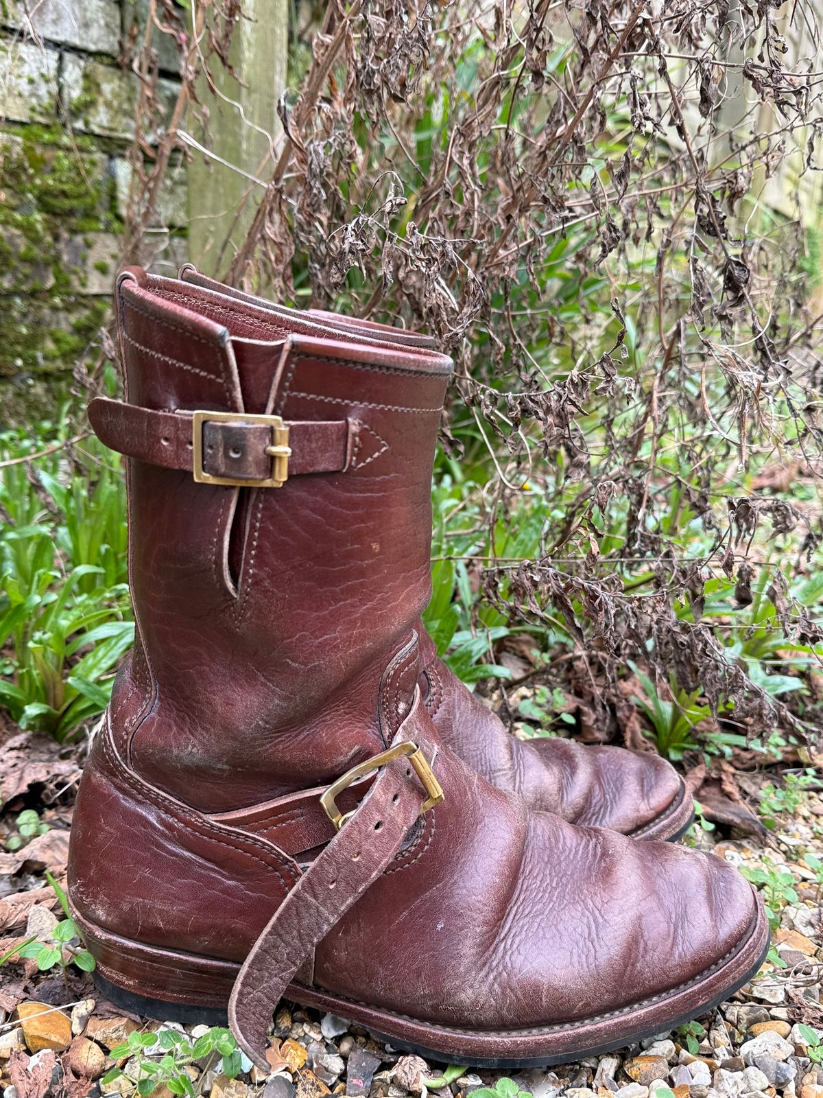 Photo by indigoworker on March 6, 2026 of the Benzein The Keeper 'Type 2' Engineer Boot in Shinki Natural Oiled Horsebutt Overdyed Brown.