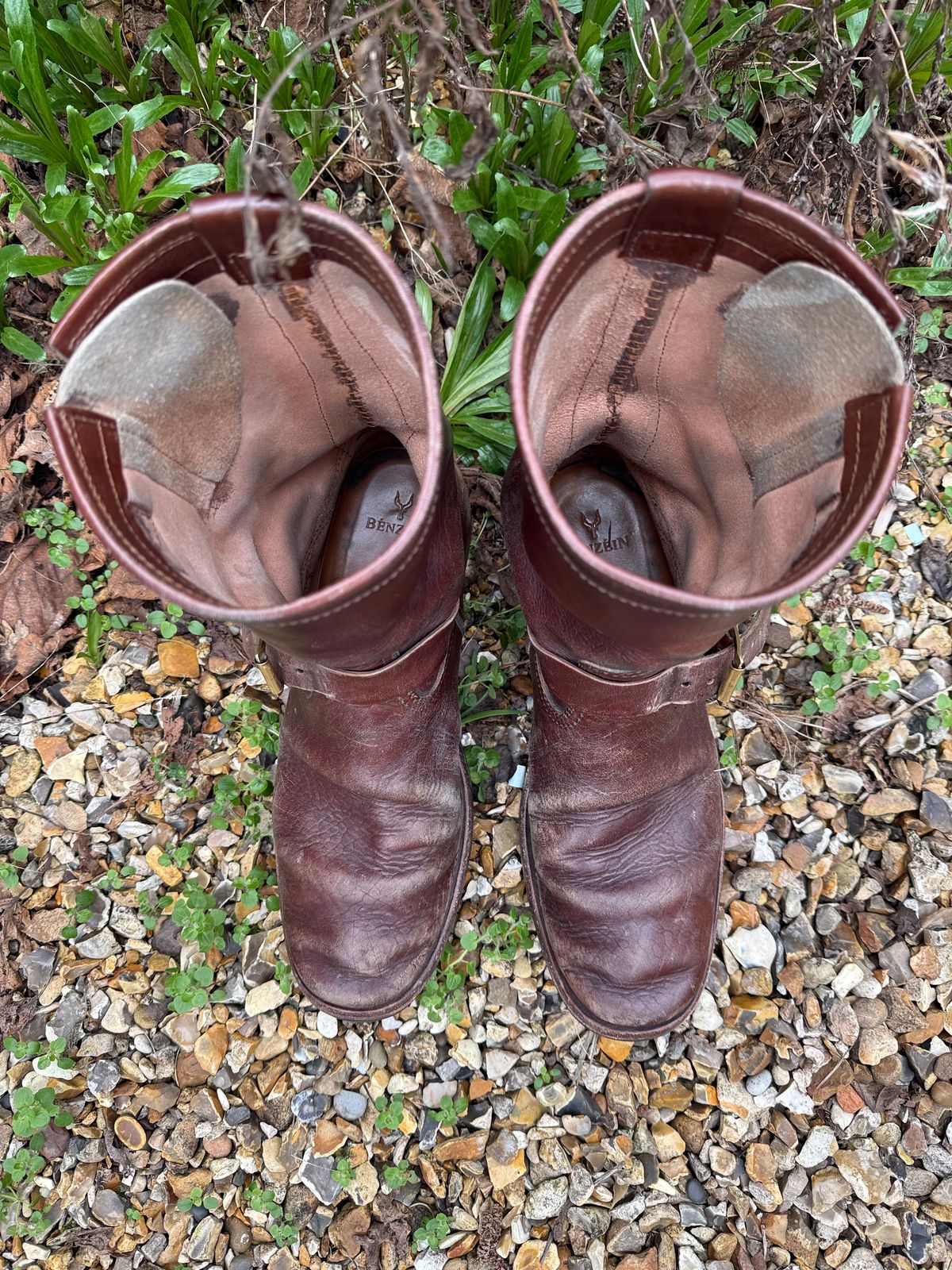 Photo by indigoworker on March 6, 2026 of the Benzein The Keeper 'Type 2' Engineer Boot in Shinki Natural Oiled Horsebutt Overdyed Brown.