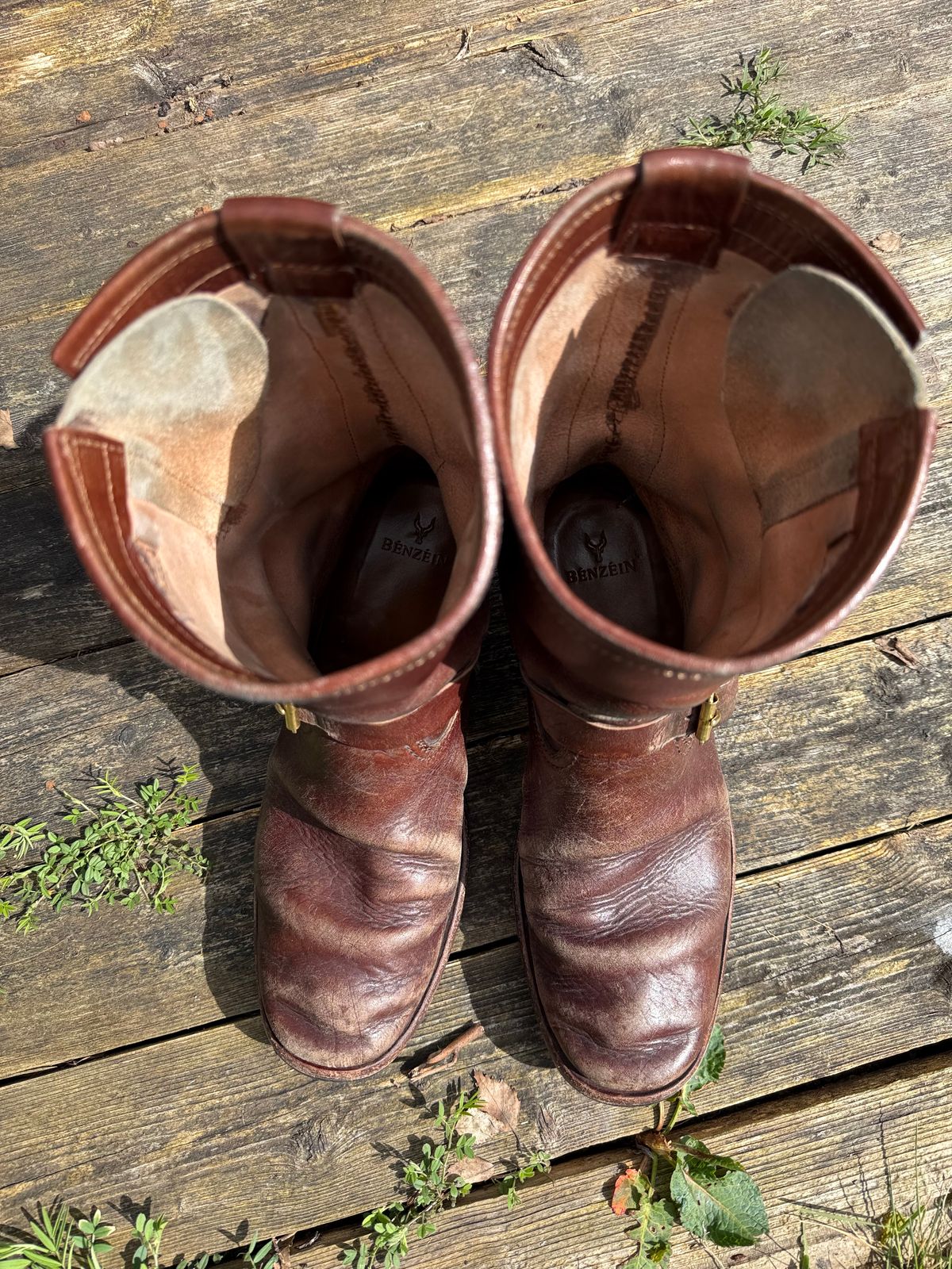 Photo by indigoworker on April 5, 2026 of the Benzein The Keeper 'Type 2' Engineer Boot in Shinki Natural Oiled Horsebutt Overdyed Brown.