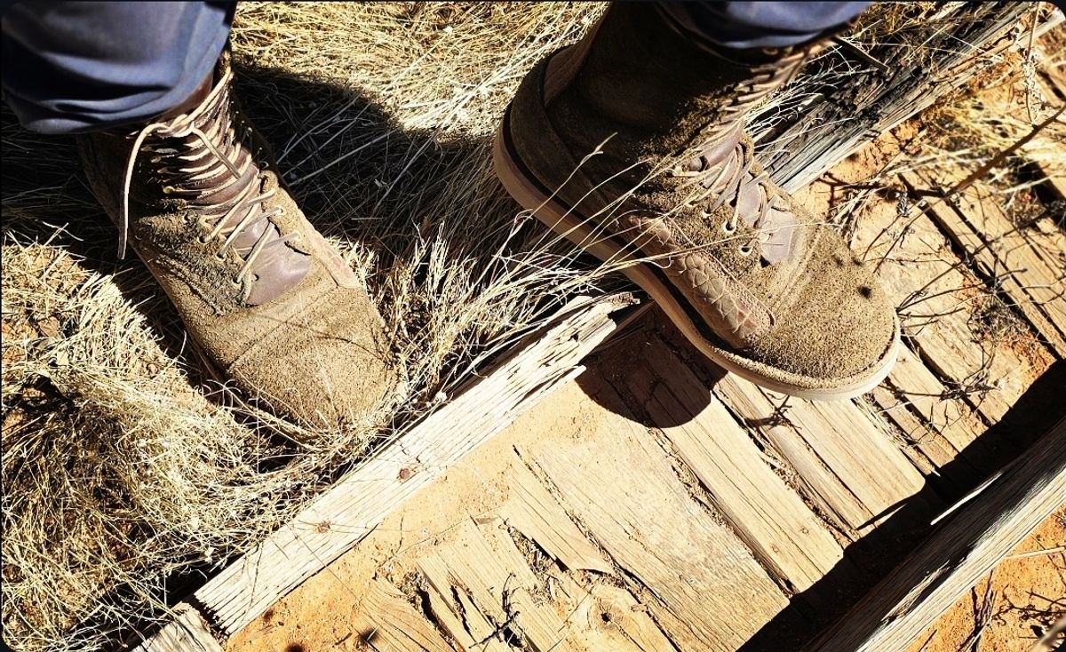 Photo by Green_Shoe on April 2, 2026 of the Frank's Boots Ground Pounder in Moss Green Big Horn Bison.