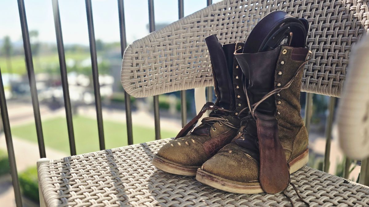 Photo by Green_Shoe on June 16, 2026 of the Frank's Boots Ground Pounder in Moss Green Big Horn Bison.