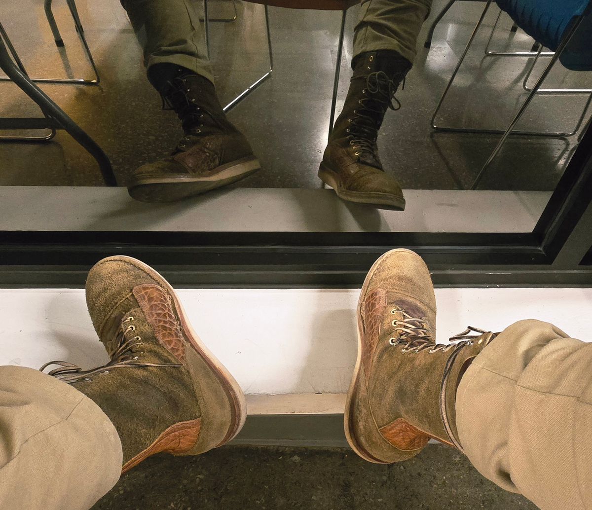 Photo by Green_Shoe on June 20, 2026 of the Frank's Boots Ground Pounder in Moss Green Big Horn Bison.