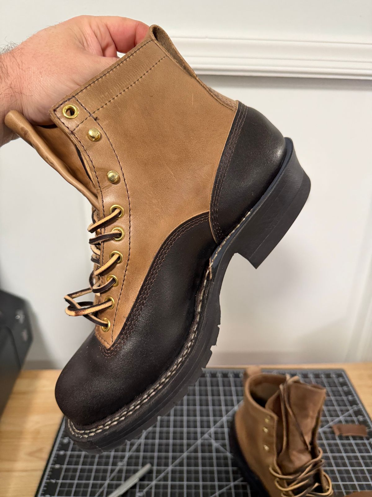 Photo by bmoredrew on May 13, 2026 of the White's 350 Cutter in Horween Natural Chromexcel & Horween Dark Brown Waxed Flesh.