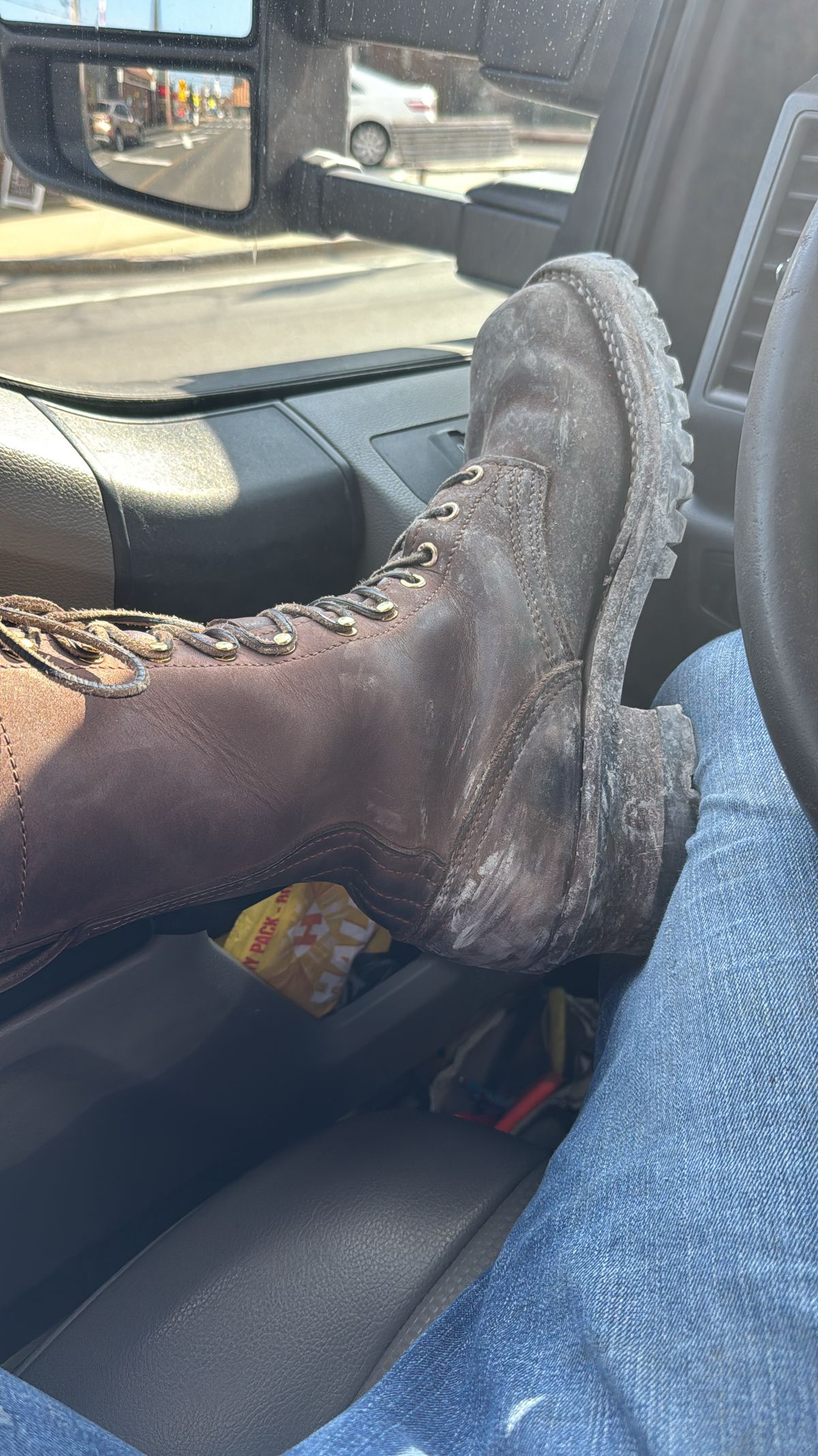 Photo by cleofus on April 10, 2025 of the Nick’s Handmade Boots Builder Pros in 1964 Mahogany.