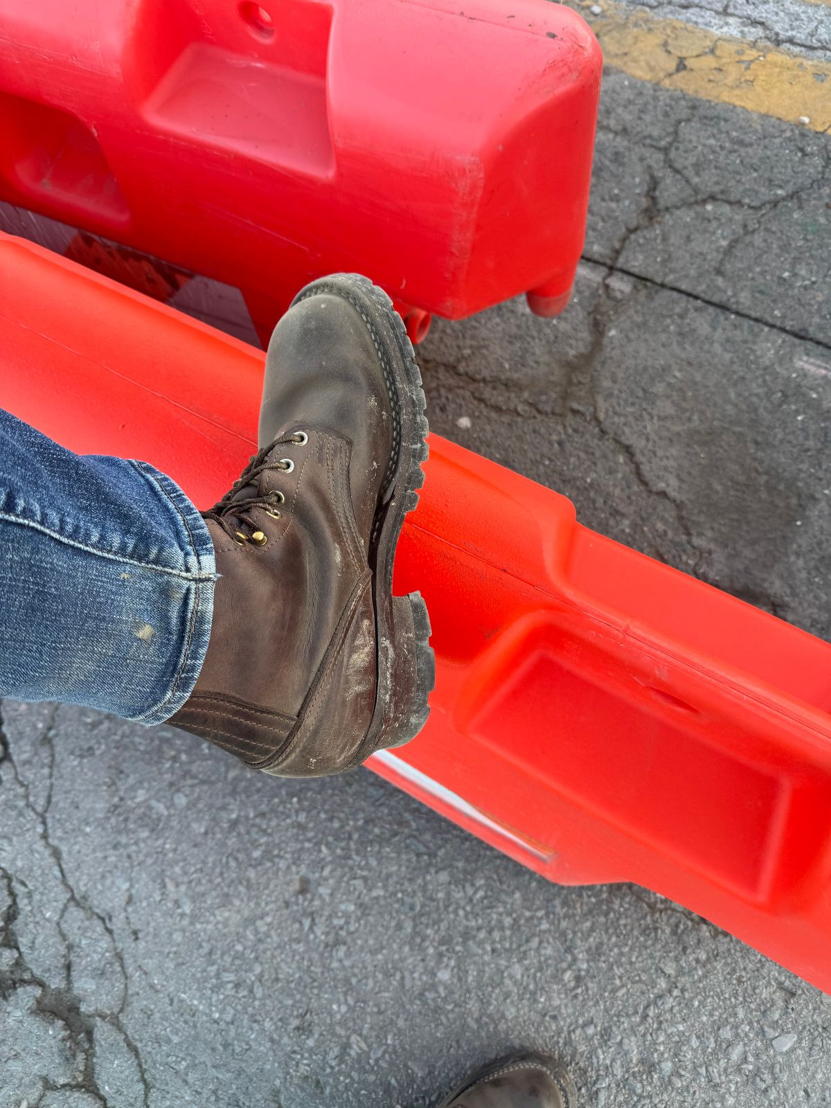 Photo by cleofus on September 22, 2025 of the Nick’s Handmade Boots Builder Pros in 1964 Mahogany.