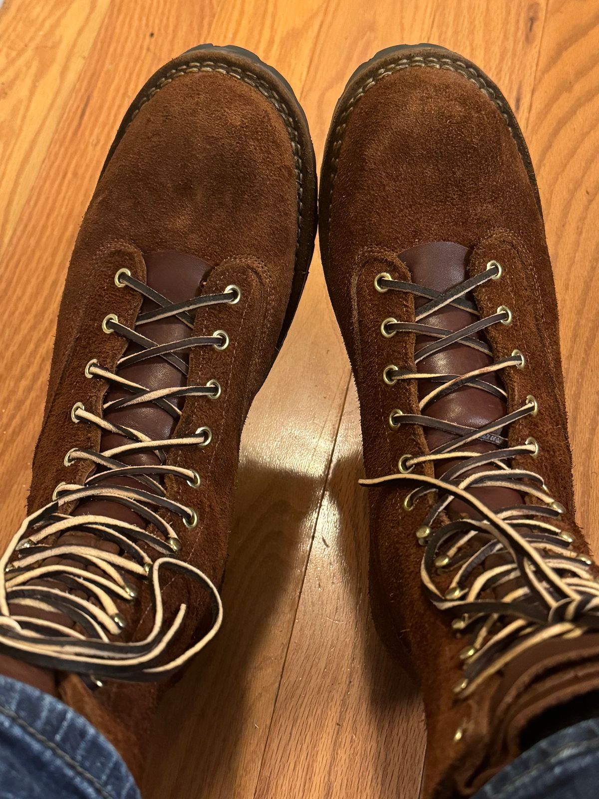 Photo by cleofus on July 24, 2024 of the Drew’s Boots Lace To Toe Roughout in Seidel Brown Domain Roughout.