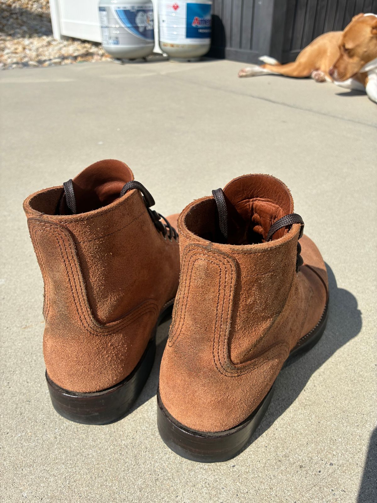 Photo by BobbyV on June 29, 2026 of the Luosjiet Paratroop Boot With Munson Last in Reverse Tan Latigo.
