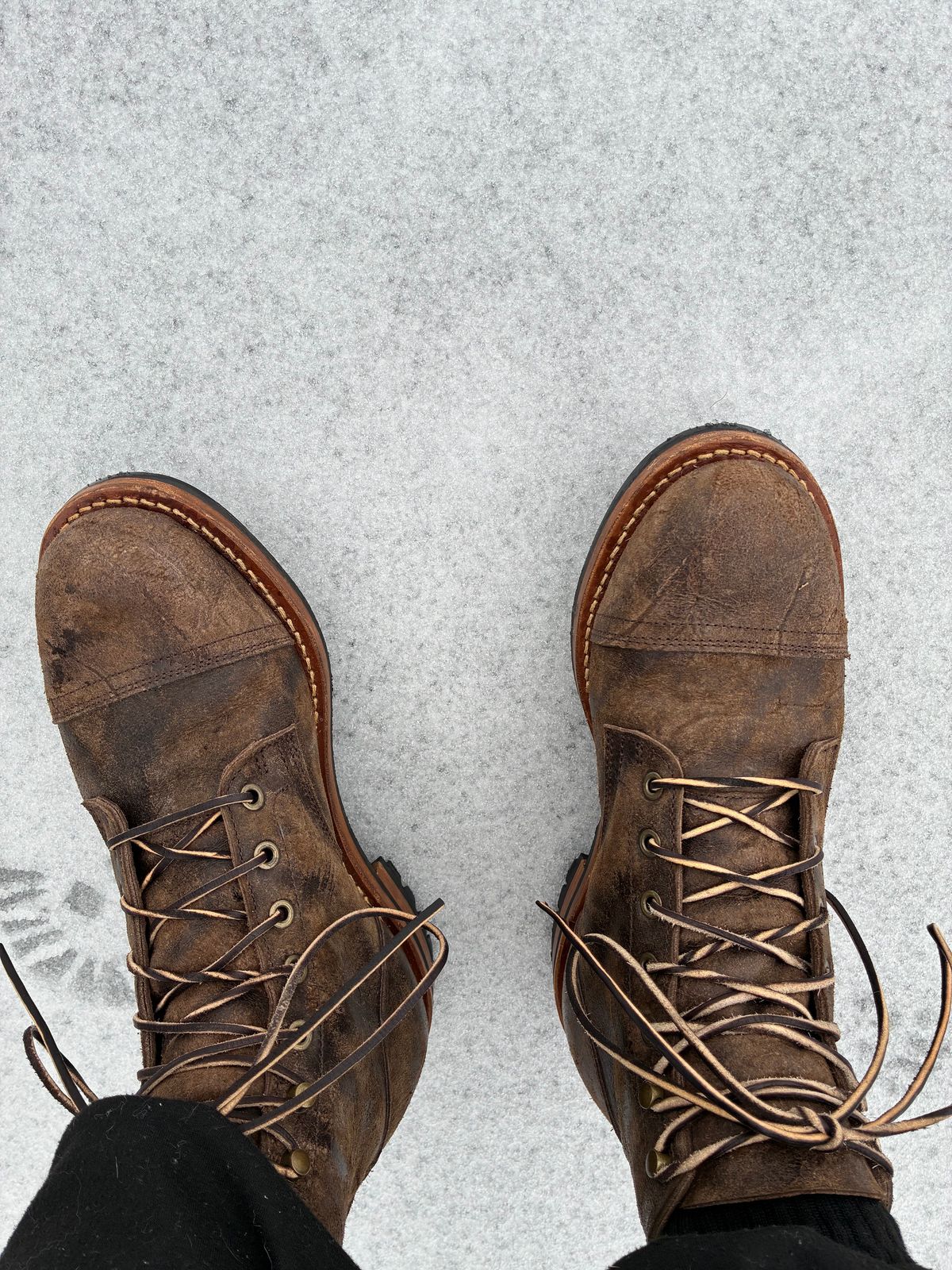 Photo by BobbyV on January 25, 2026 of the Truman Cap Toe Boot in C.F. Stead Stone Rambler.